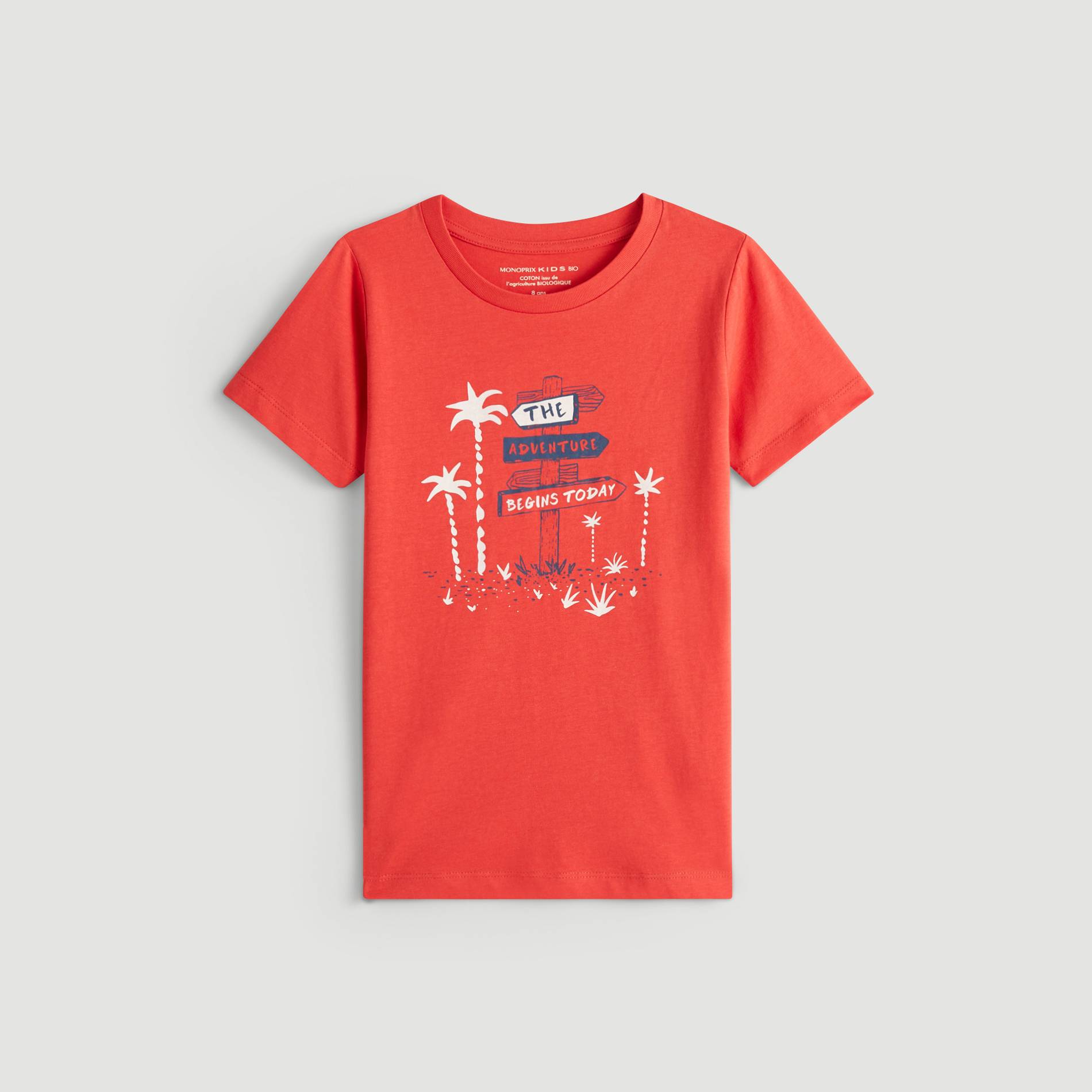 T-shirt manches courtes en coton BIO, Orange, large image number 0