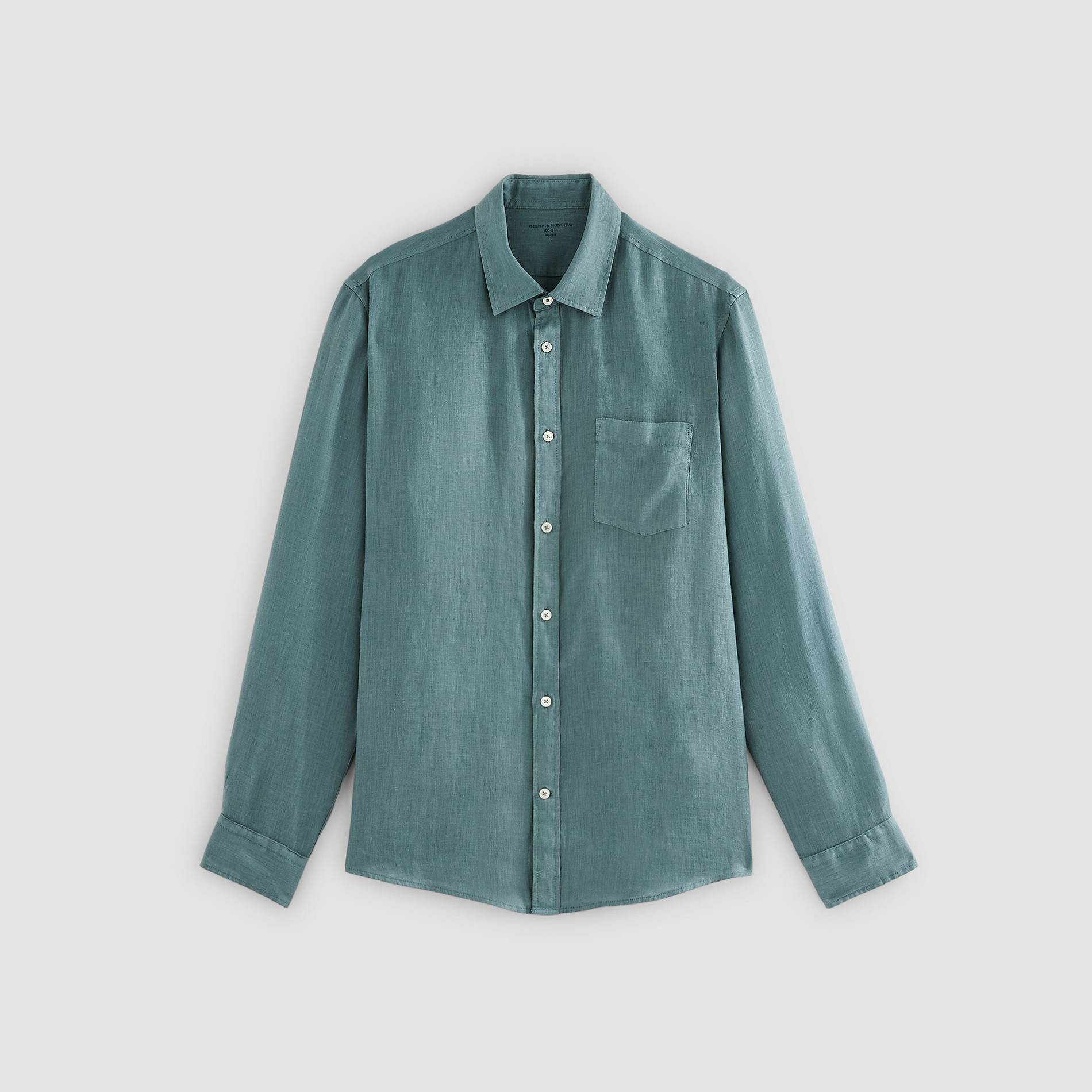 Chemise manches longues en lin coupe regular, Vert foncé, large image number 2
