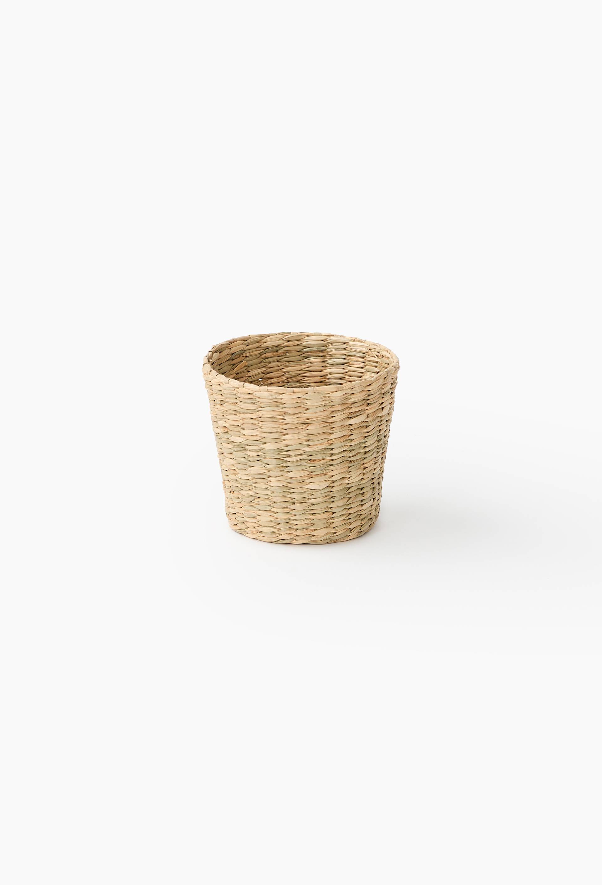 Cache-pot tress&eacute;, en jonc de mer, Blanc, swatch image