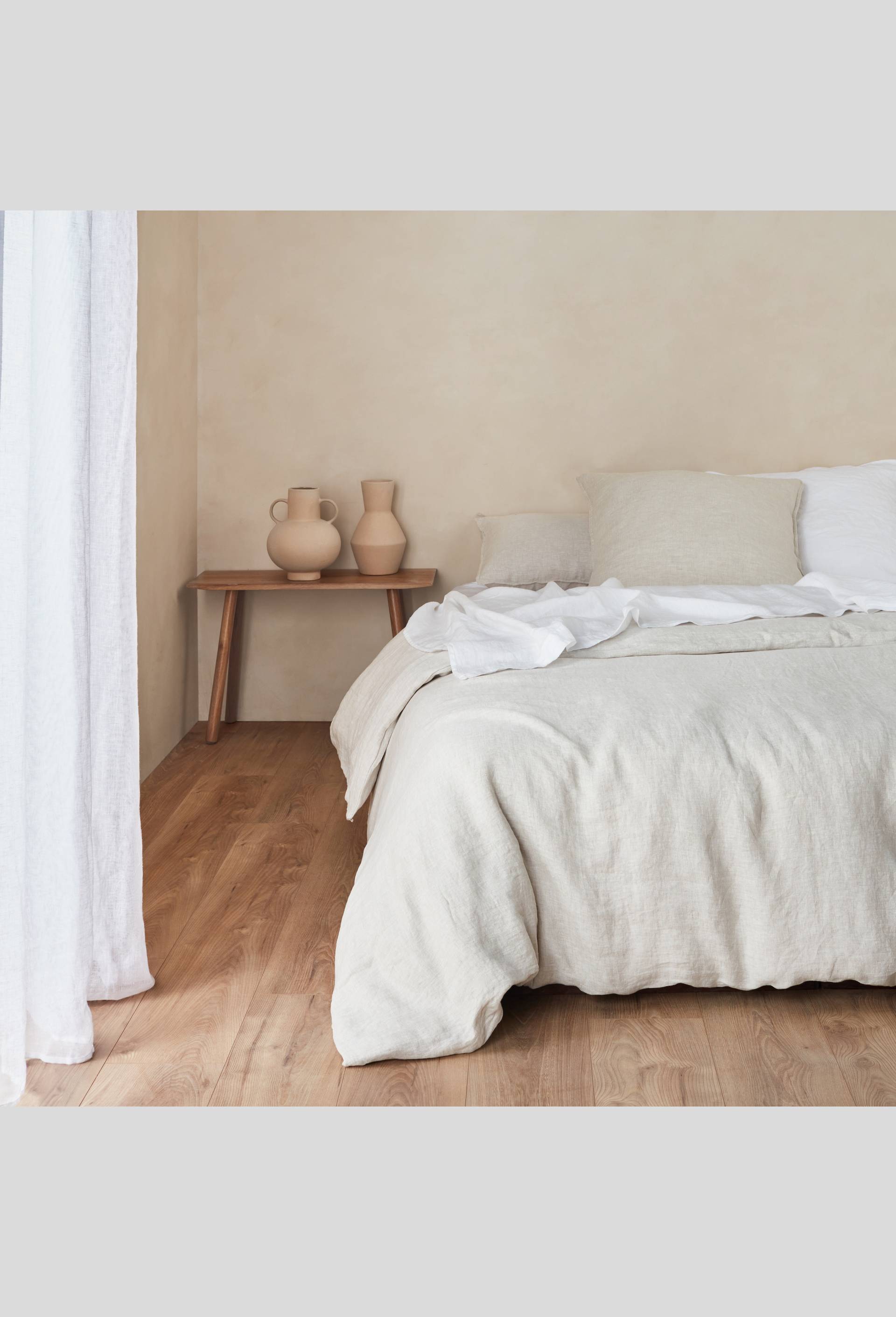Drap housse 2 personnes, 160x200cm, lin lavé, Beige, large image number 2.0