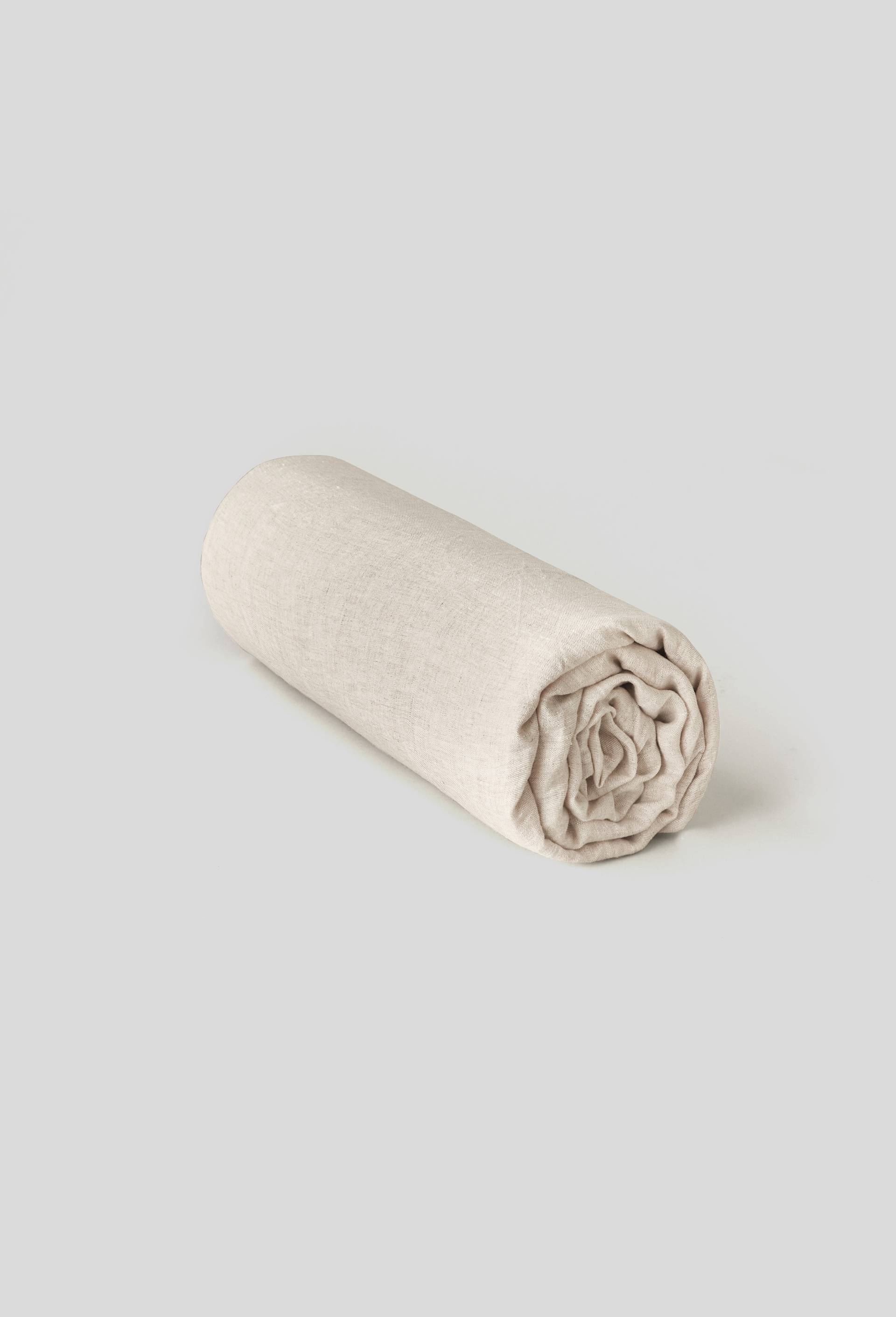 Drap housse 2 personnes, 140x190cm, lin lavé, exclusivité web, Beige, large image number 0.0