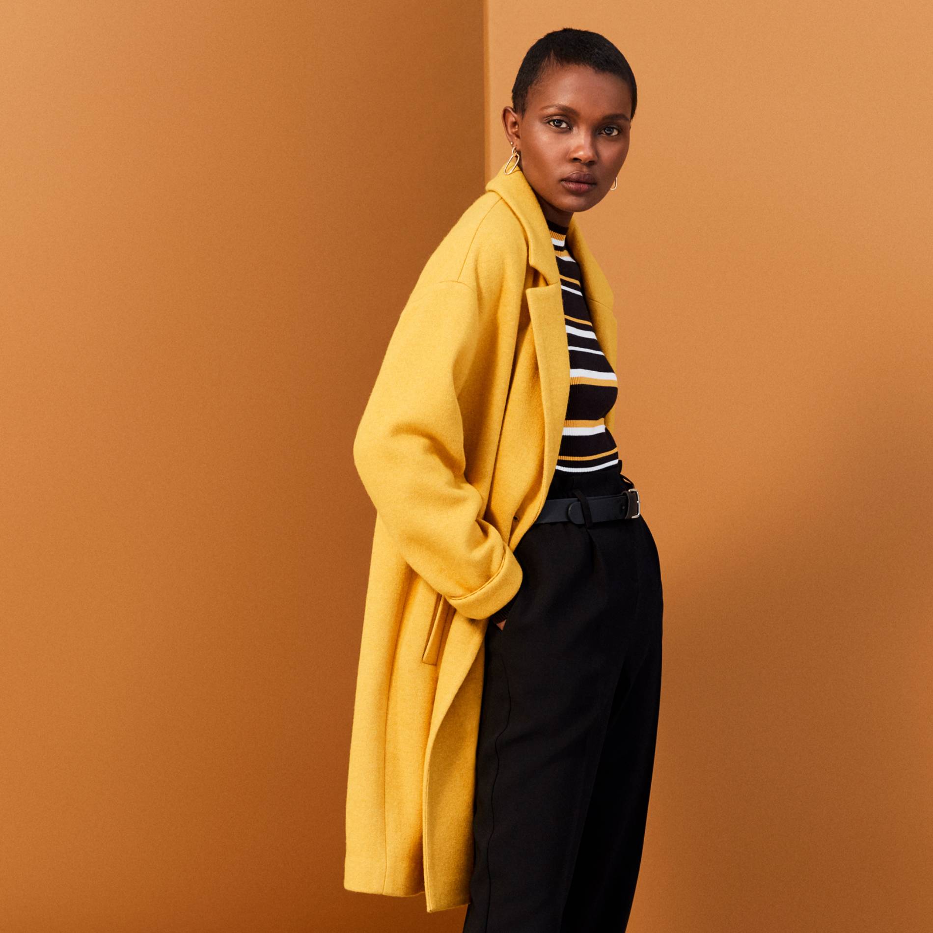 Manteau en maille, Moutarde, large image number 0