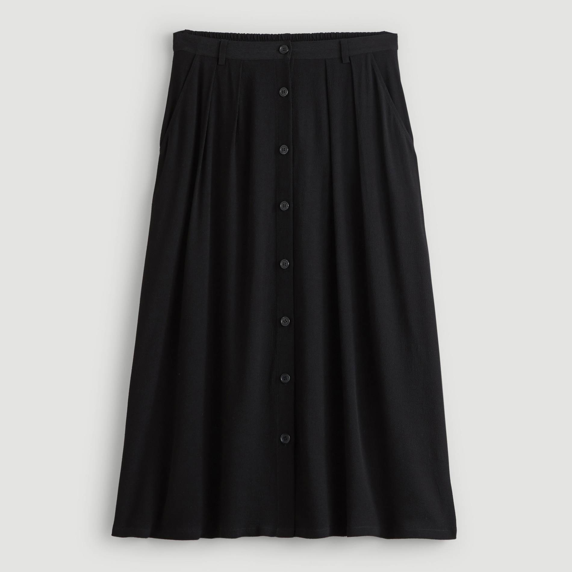 Jupe midi boutonnee, Noir, large image number 2