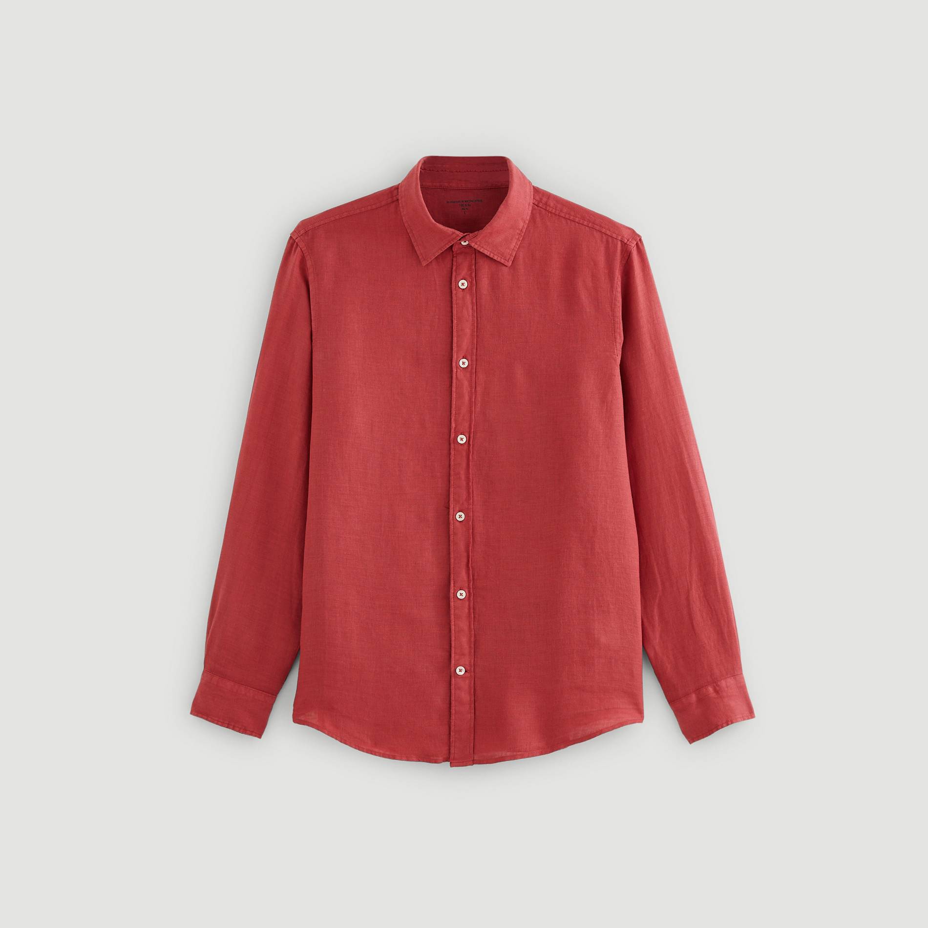Chemise manches longues en lin coupe slim, Cerise, large image number 2