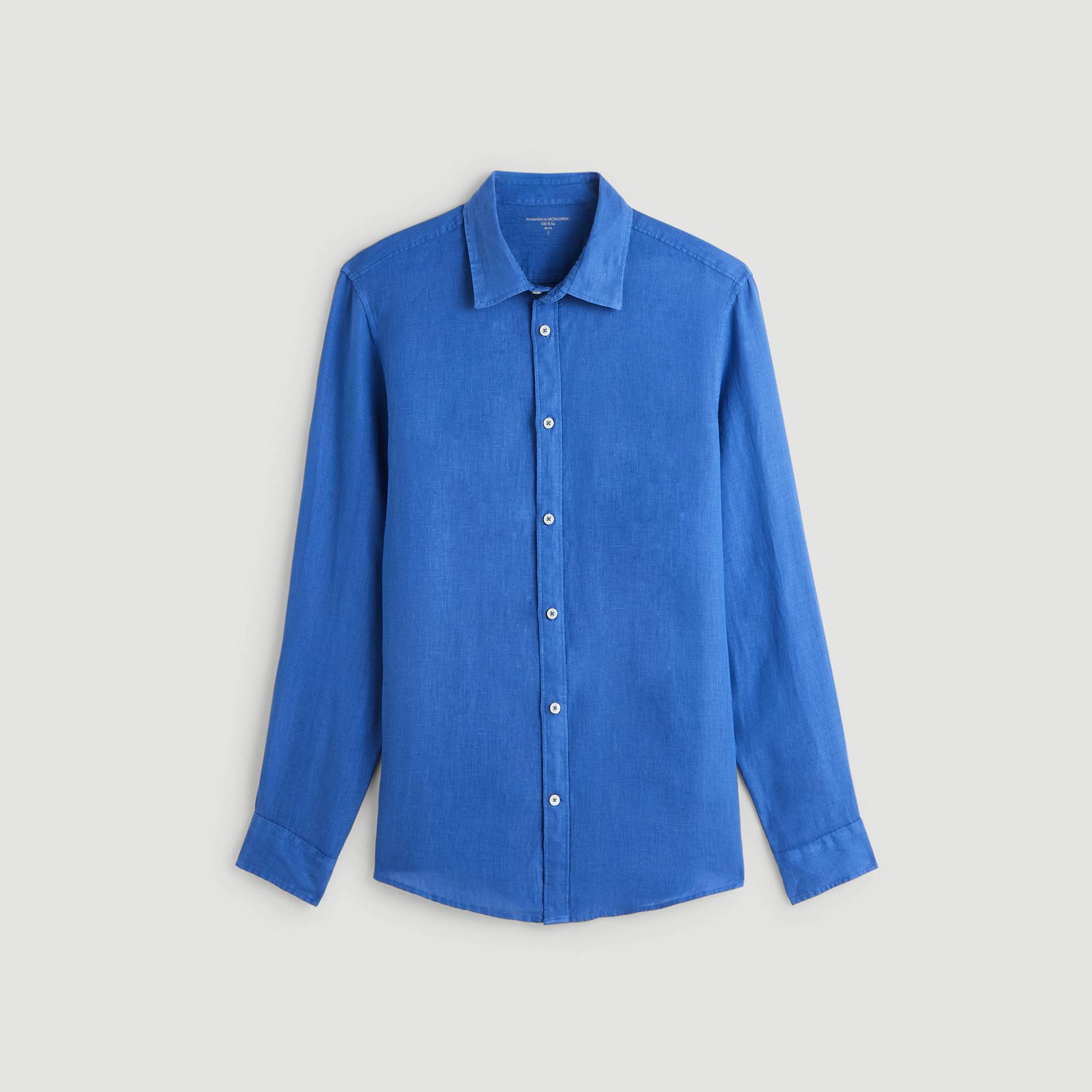 Chemise manches longues en lin coupe slim, Cobalt, large image number 2