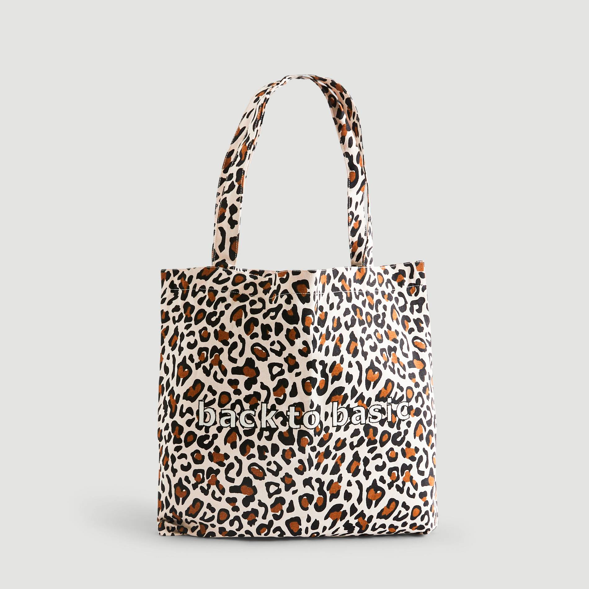 Tote bag imprim&eacute; l&eacute;opard en coton BIO, Camel, large image number 1