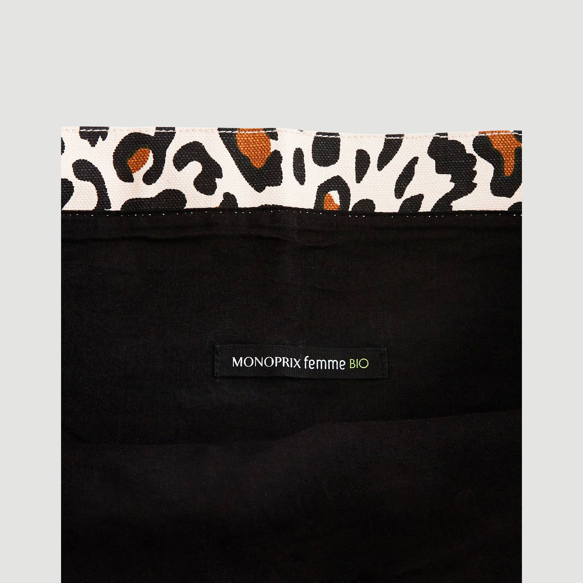Tote bag imprim&eacute; l&eacute;opard en coton BIO, Camel, large image number 2.0