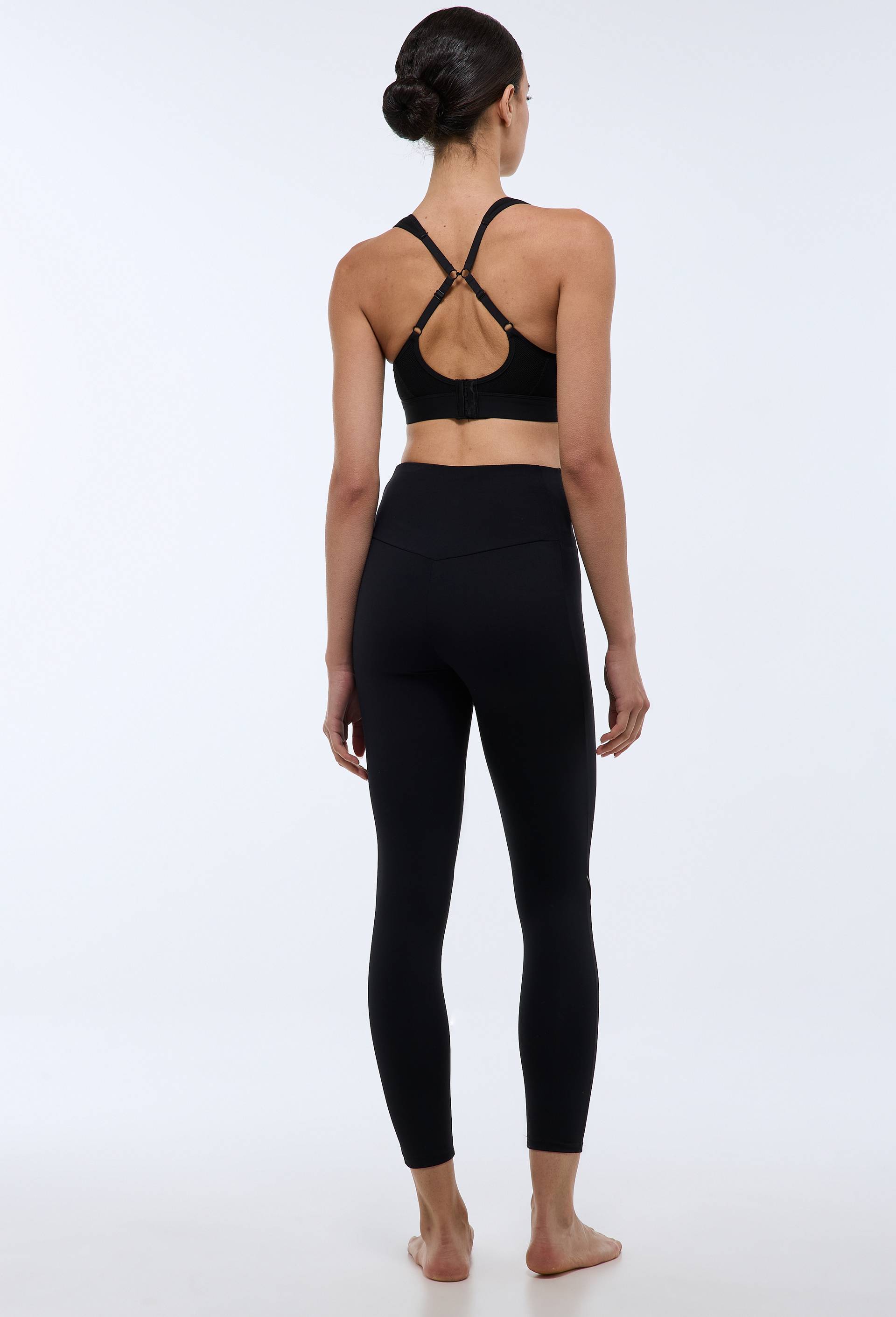 Legging de sport uni avec d&eacute;tail r&eacute;sille, Noir, large image number 1.0