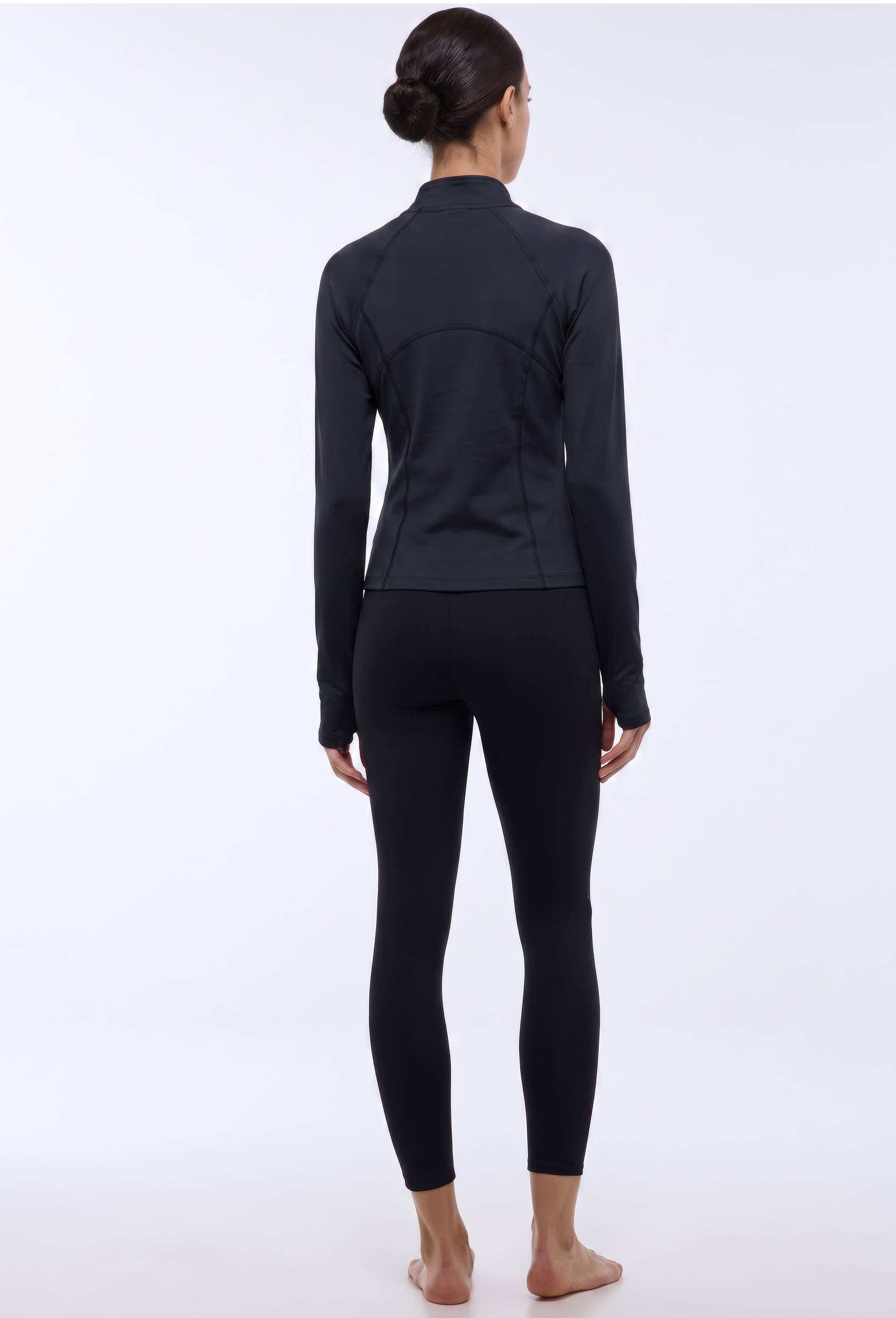 Legging de sport uni avec d&eacute;tail r&eacute;sille, Noir, large image number 1