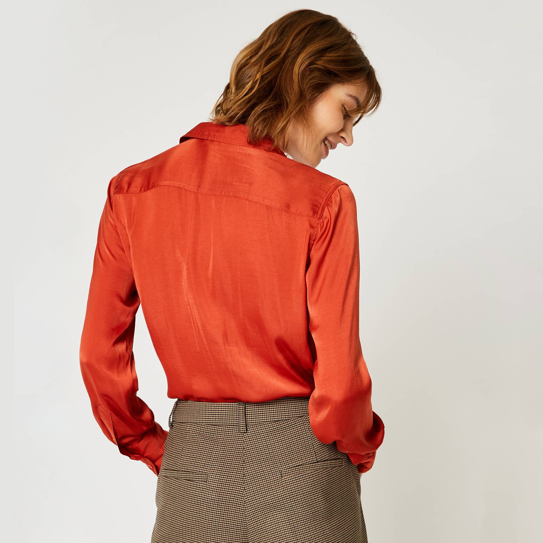 Chemise effet satine, Orange, large image number 1