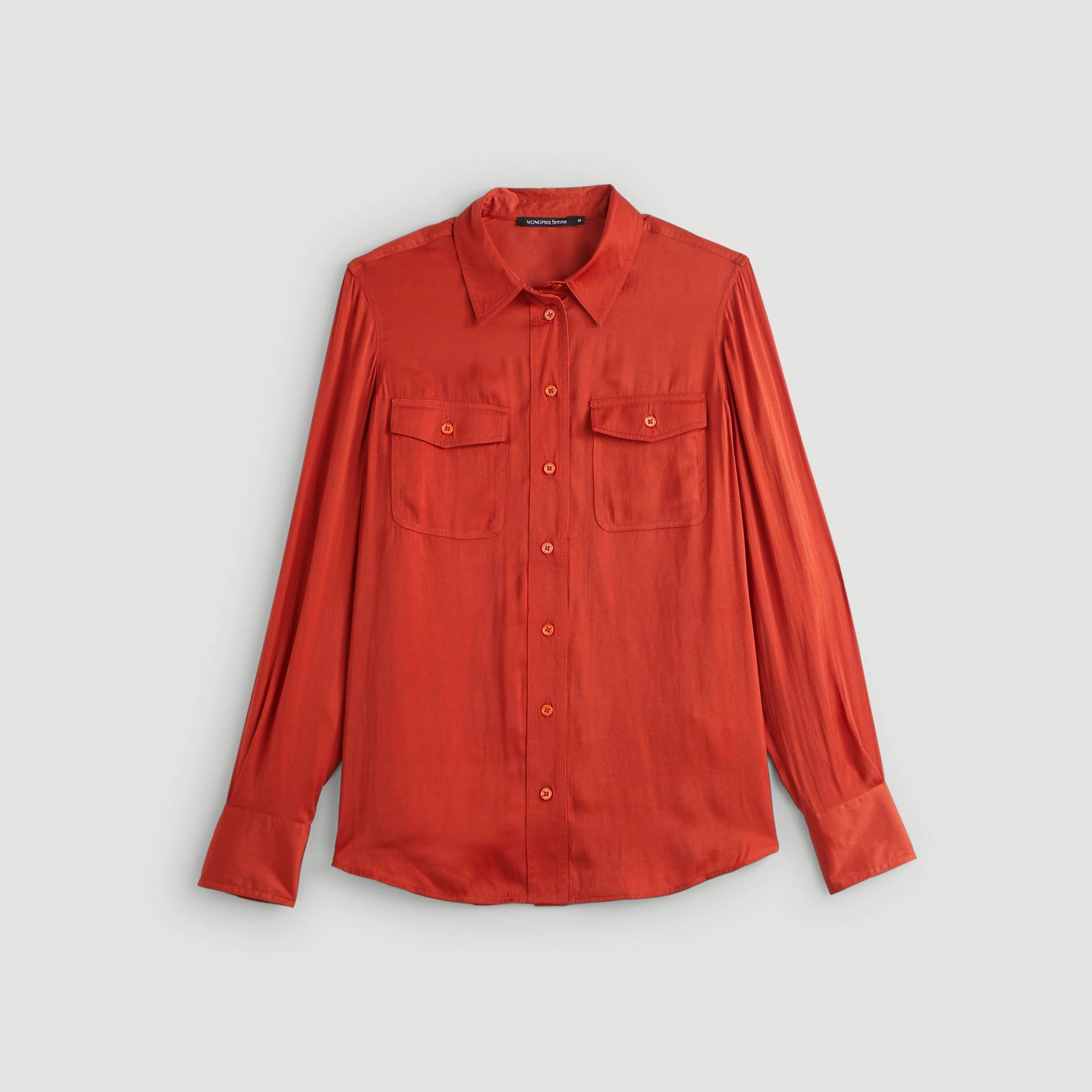 Chemise effet satine, Orange, large image number 2.0
