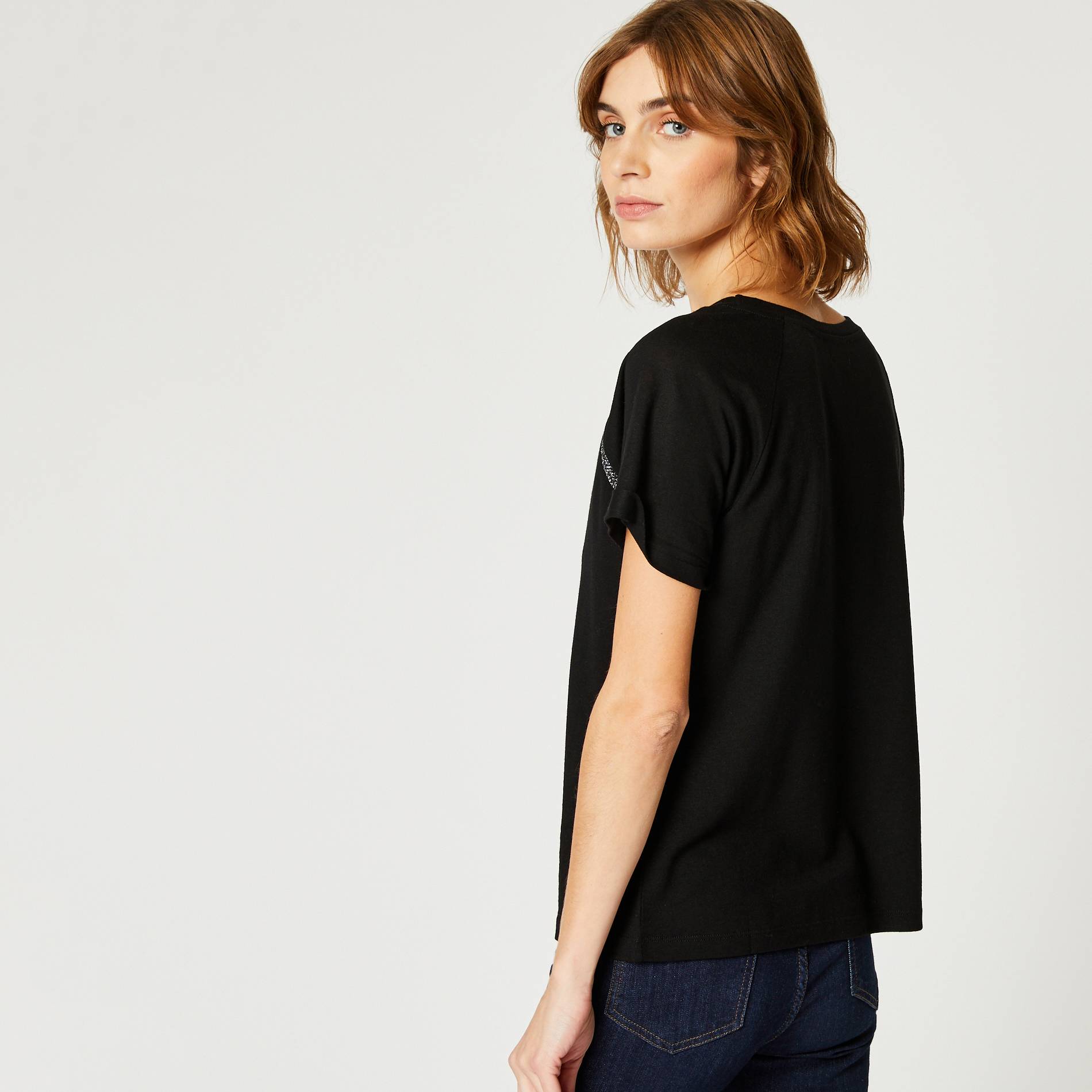 T-shirt contenant de la laine, Noir, large image number 1.0