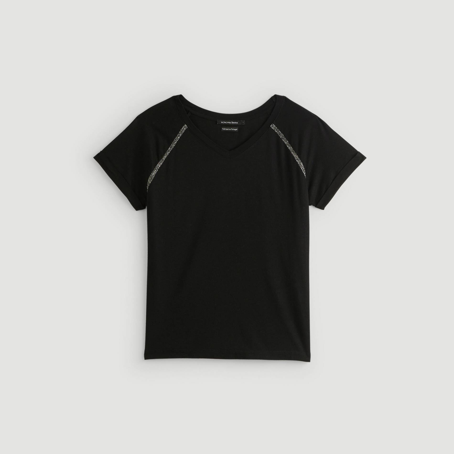T-shirt contenant de la laine, Noir, large image number 2