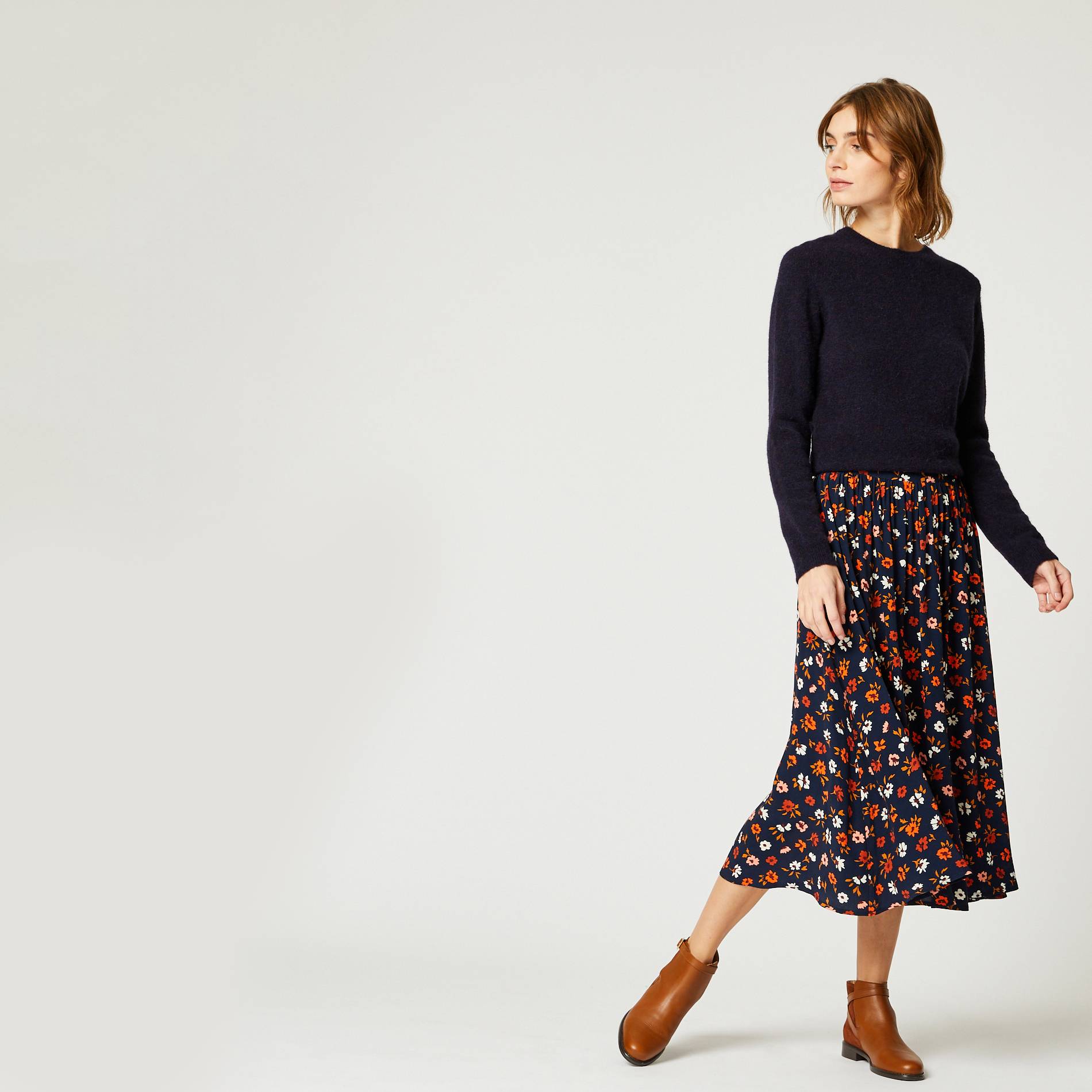 Jupe midi, Bleu marine, large image number 0