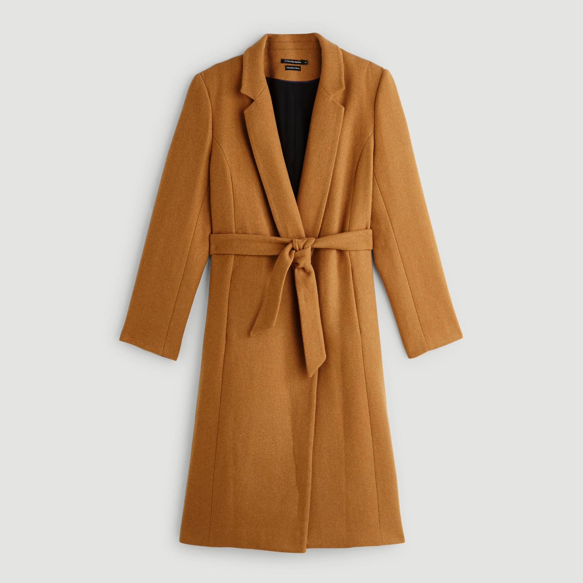 Manteau lainage ceinture, Beige, large image number 2.0
