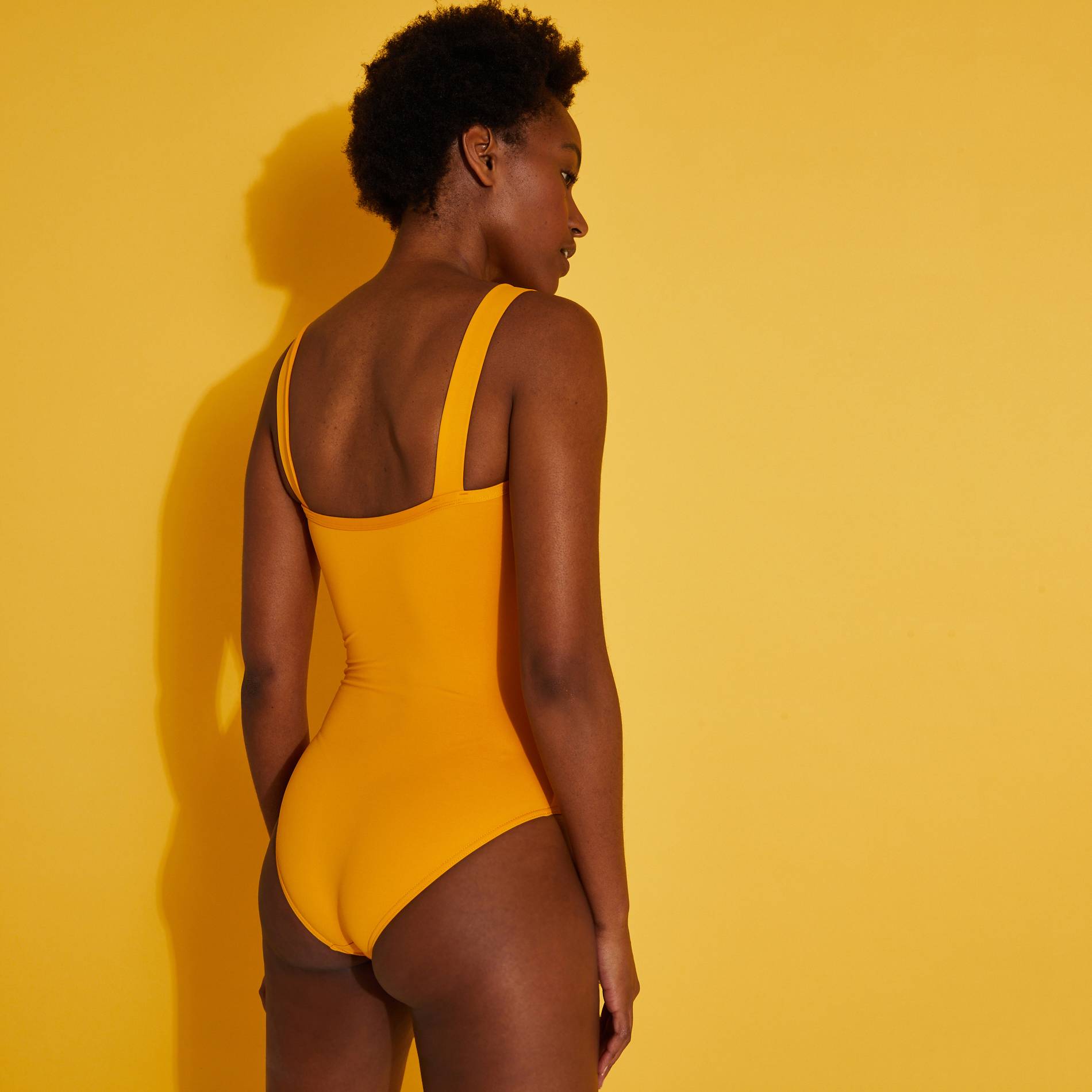 Maillot de bain 1 pièce, Jaune, large image number 1.0