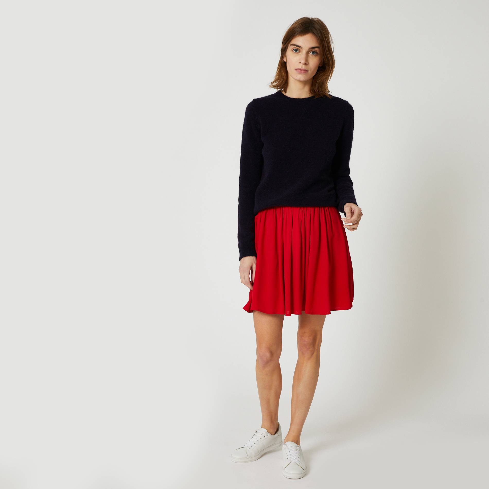 Jupe courte viscose Oekotex, Rouge, large image number 0.0