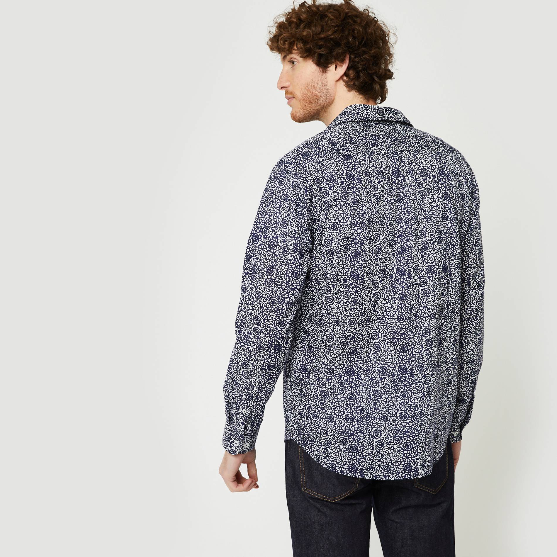 Chemise manches longues imprimée coupe regular, Blanc, large image number 1