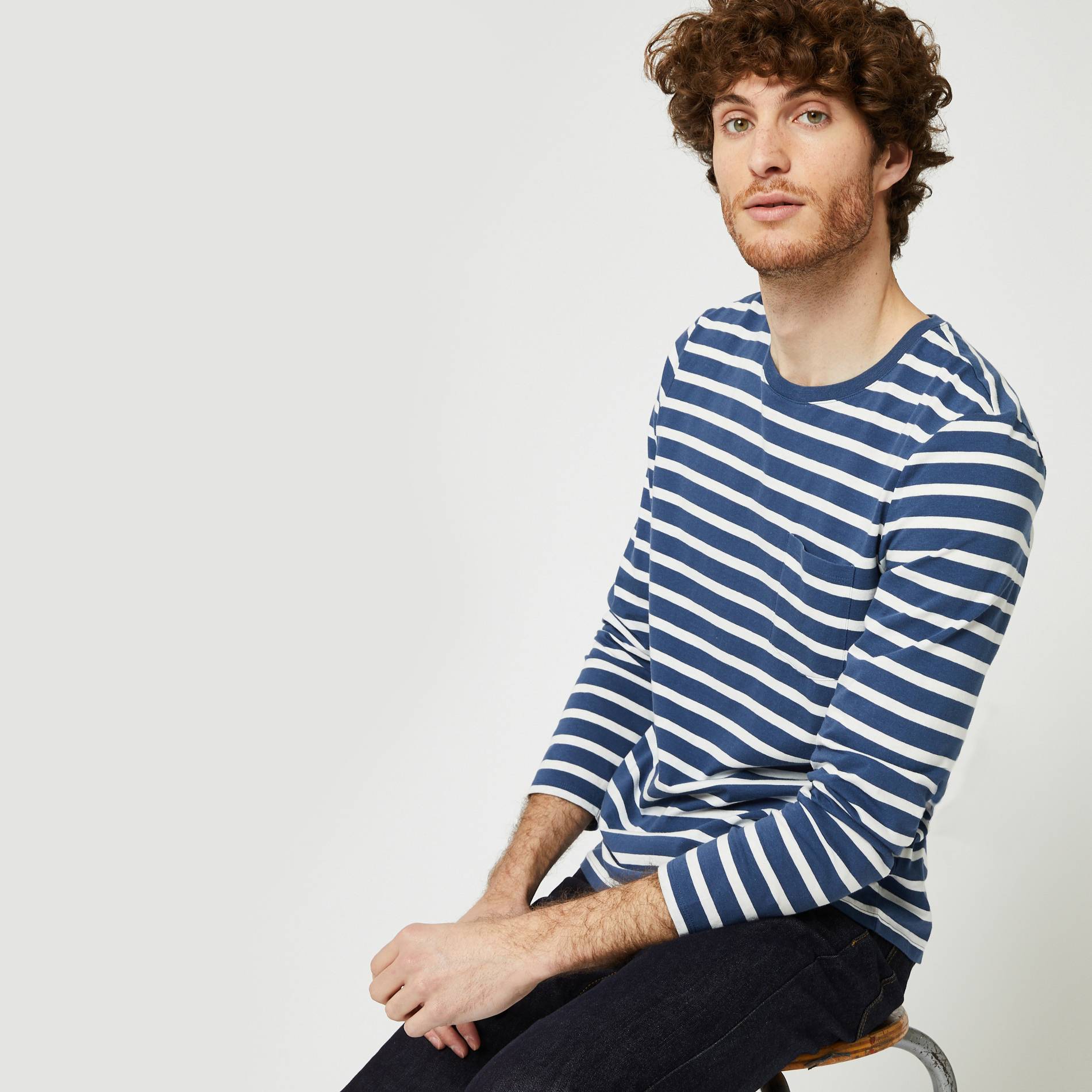T-shirt manches longues en coton BIO, Indigo, large image number 0