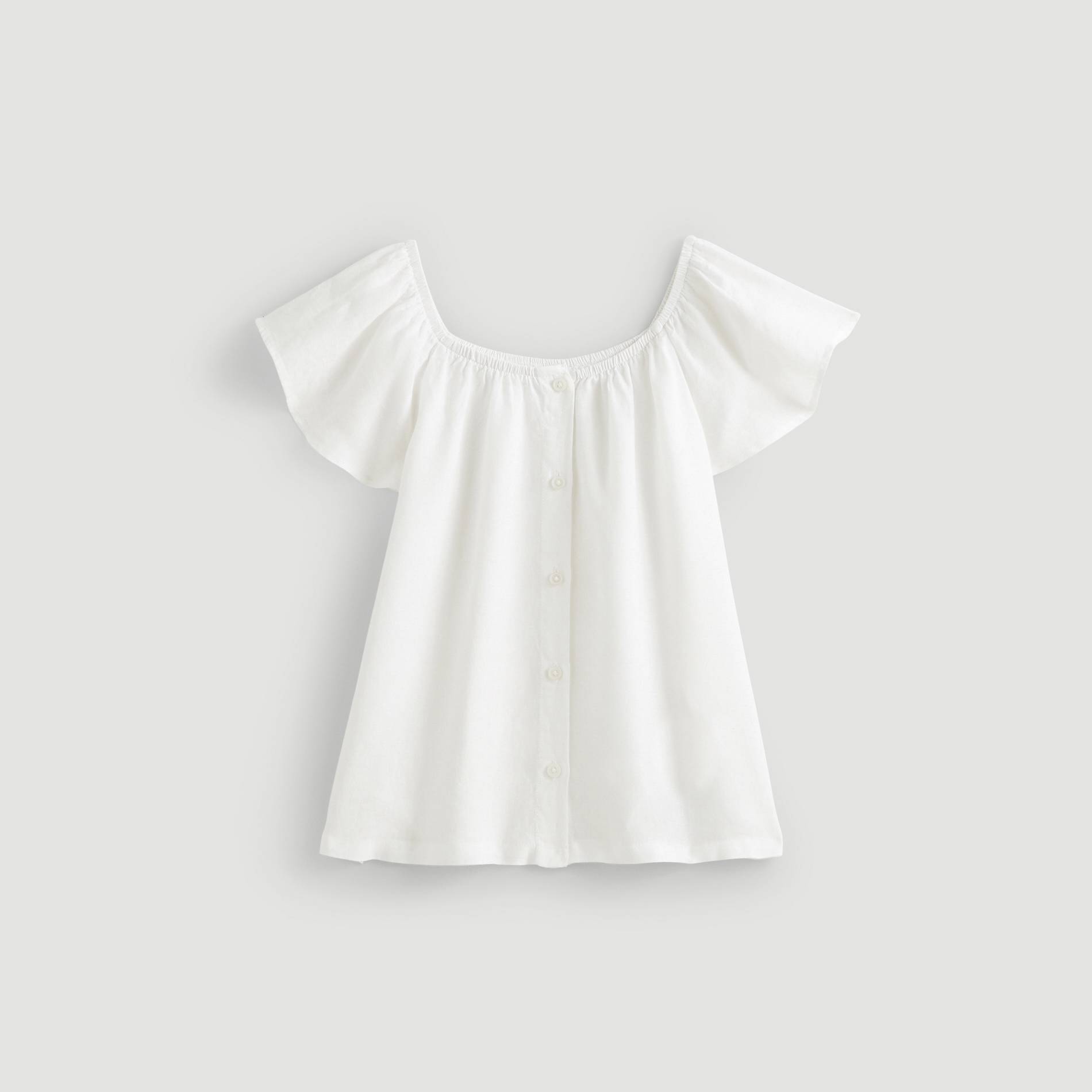 Blouse manches courtes en lin, Blanc, large image number 0