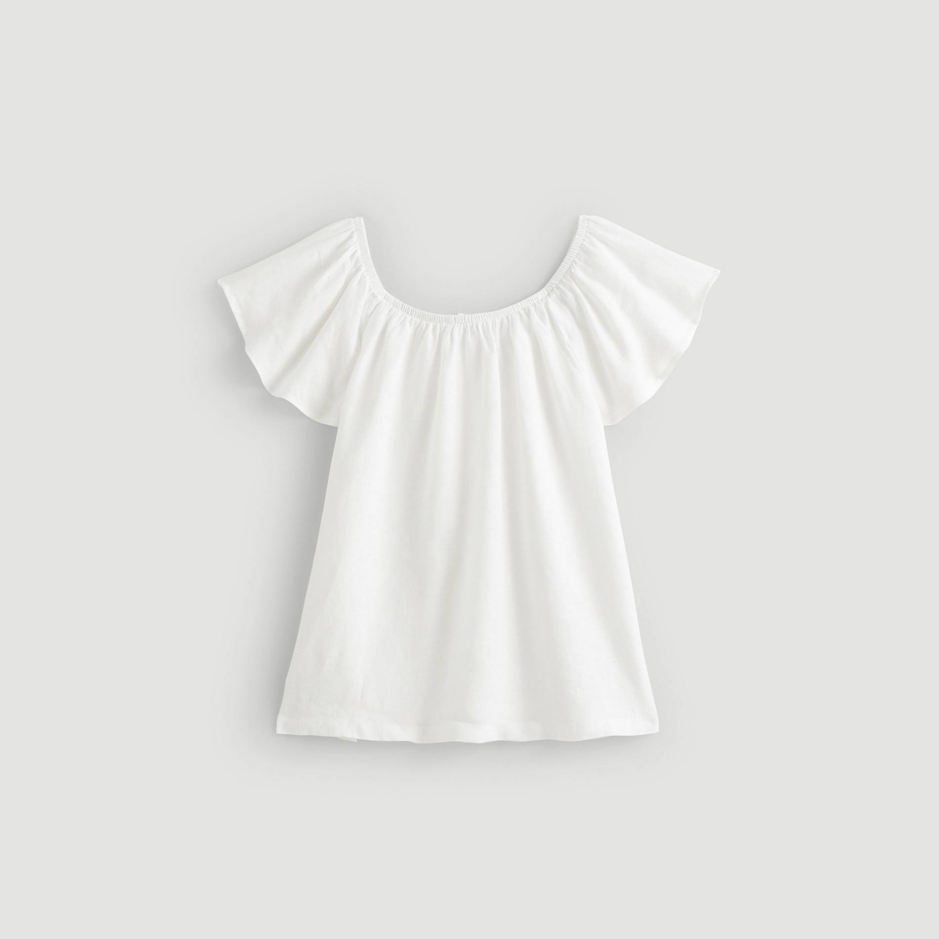 Blouse manches courtes en lin, Blanc, large image number 1