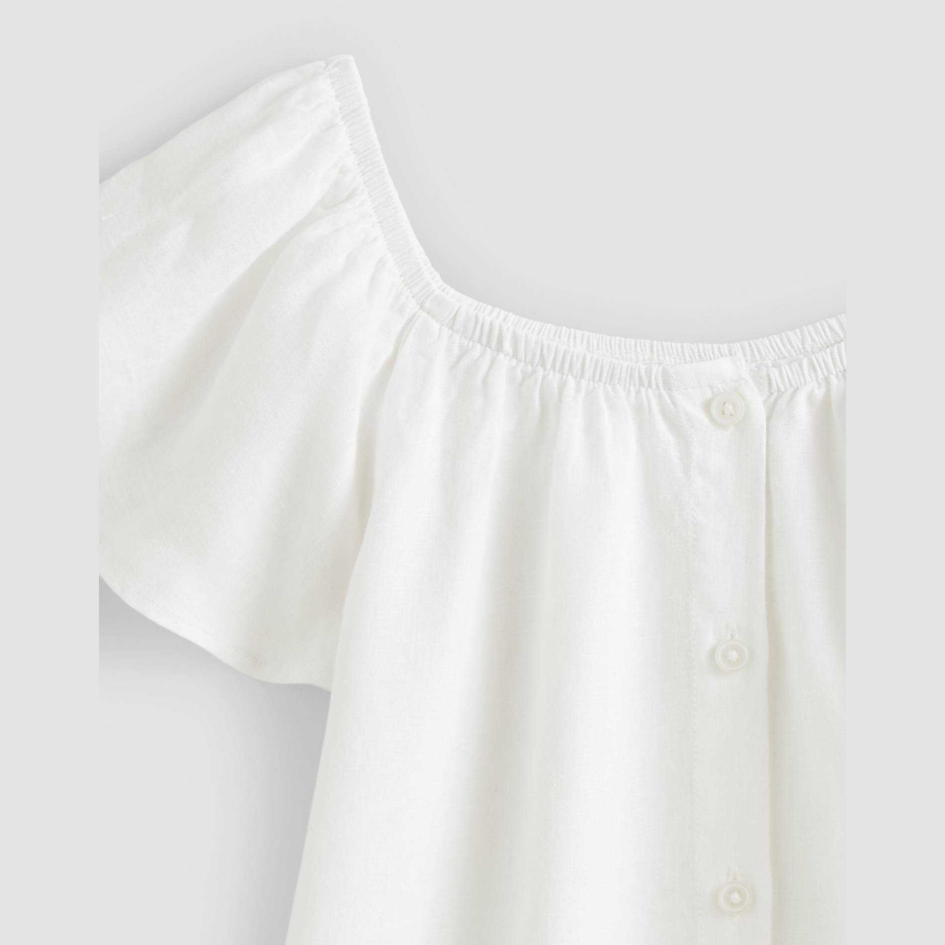 Blouse manches courtes en lin, Blanc, large image number 2