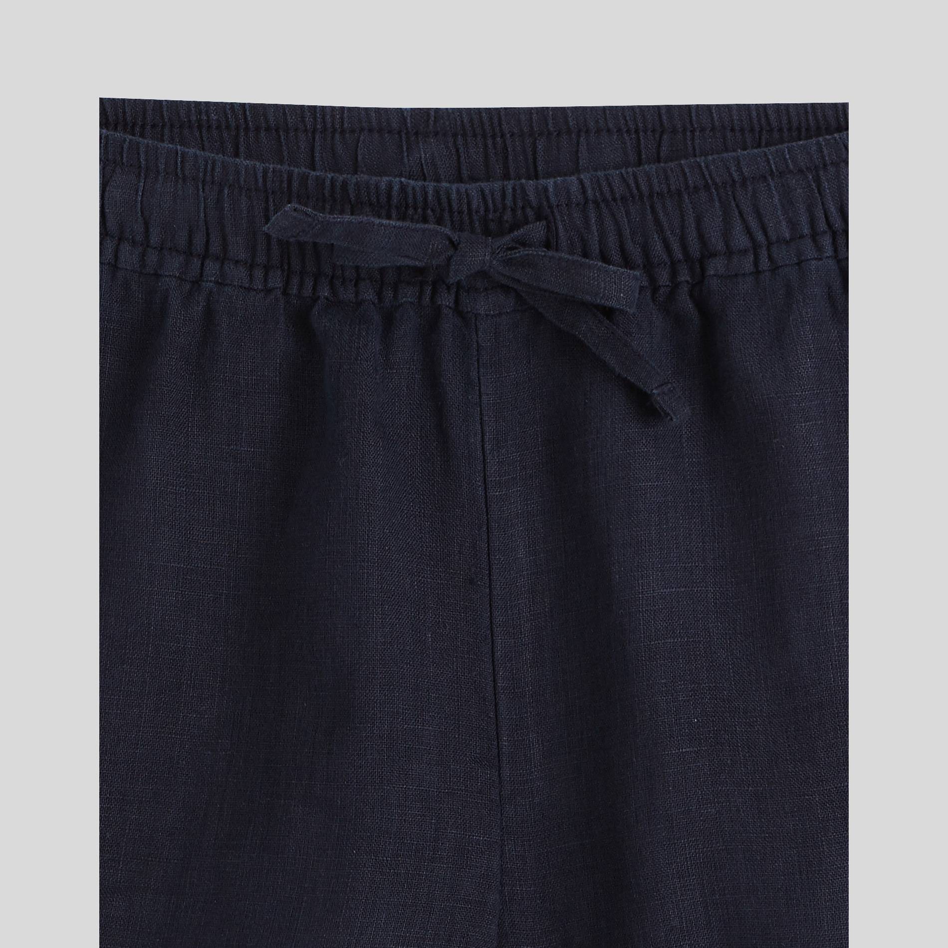 Short en lin, Bleu marine, large image number 2