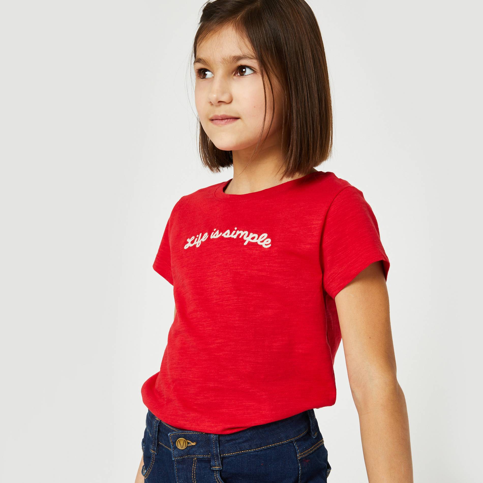 T-shirt manches courtes imprimé en coton BIO, Carmin, large image number 0.0