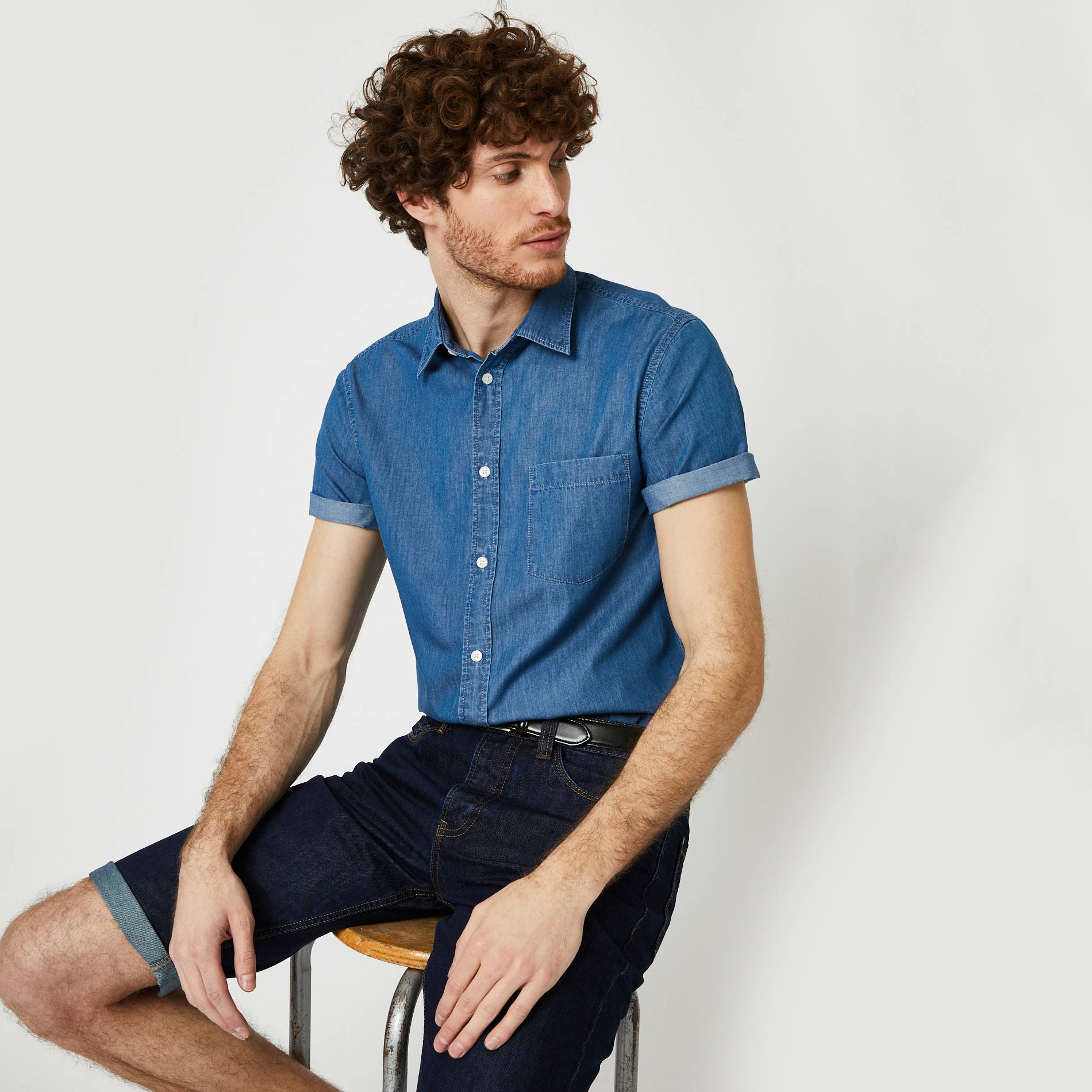 Chemise manches courtes, Bleu, large image number 0