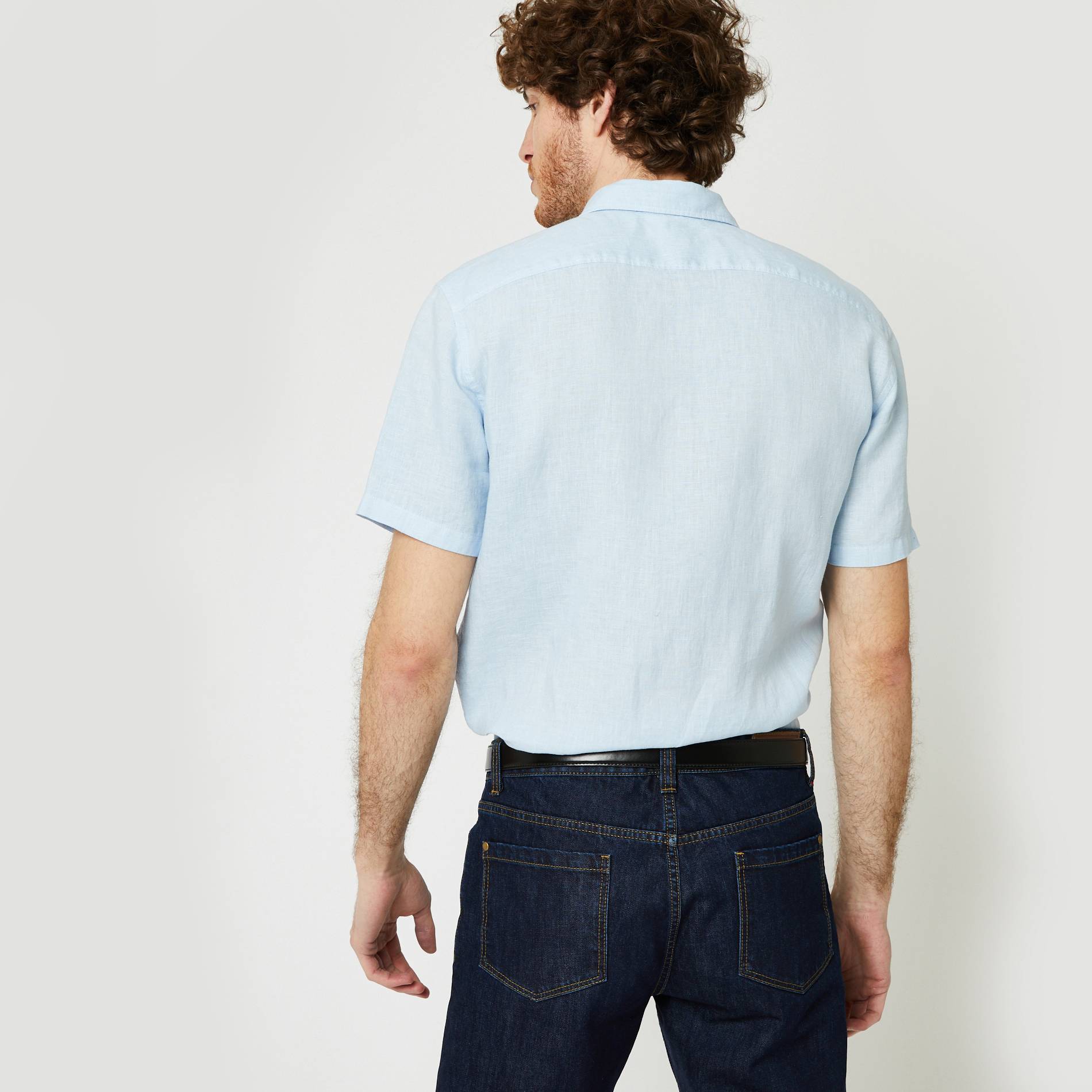 Chemise en lin coupe regular, Bleu pâle, large image number 1