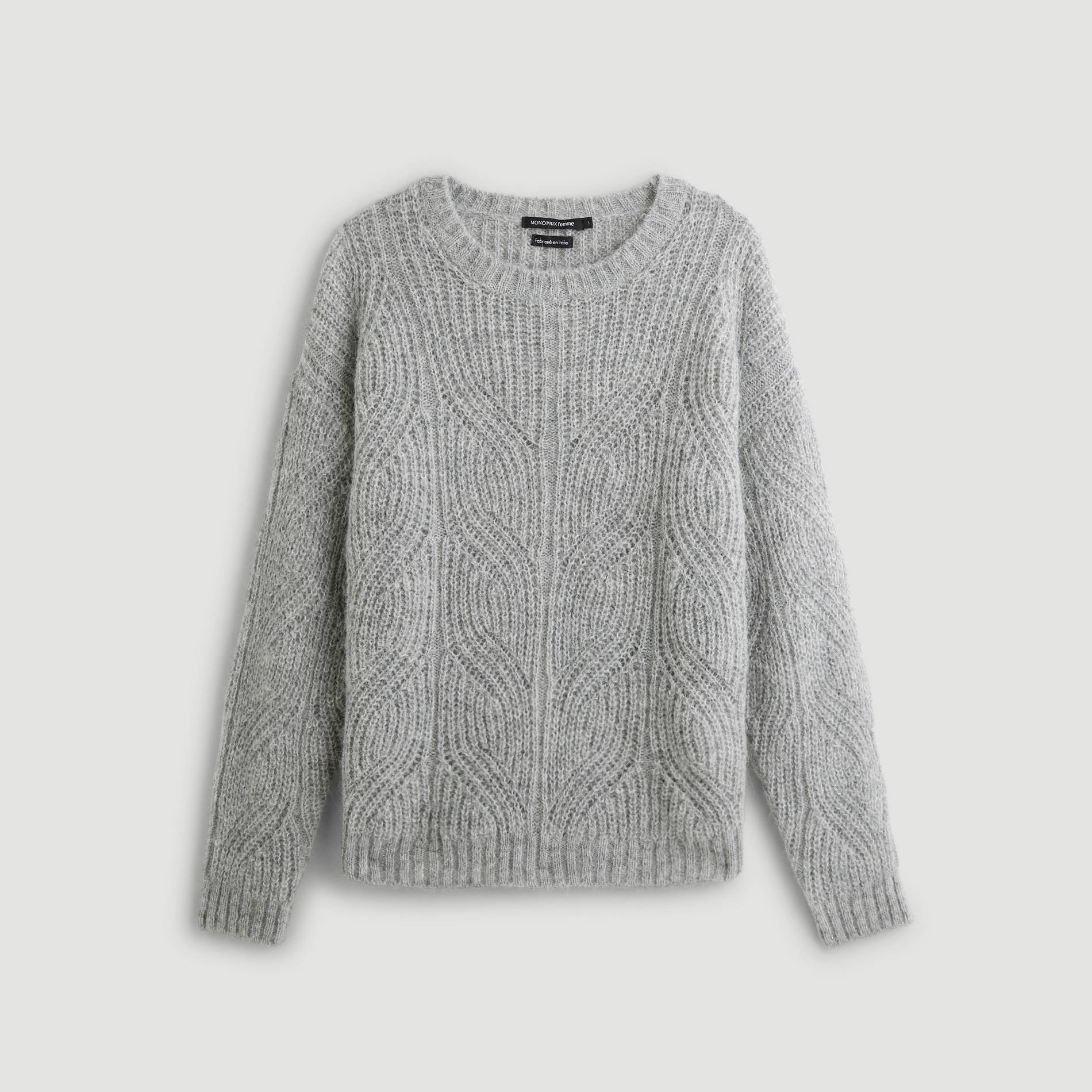 Pull col rond en alpaga, Gris moyen, large image number 2