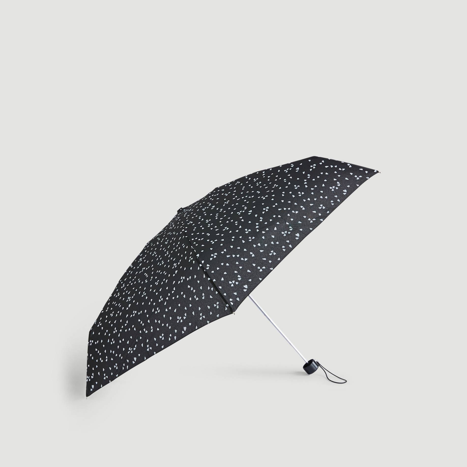 Mini parapluie imprimé pétales, Noir, large image number 0.0