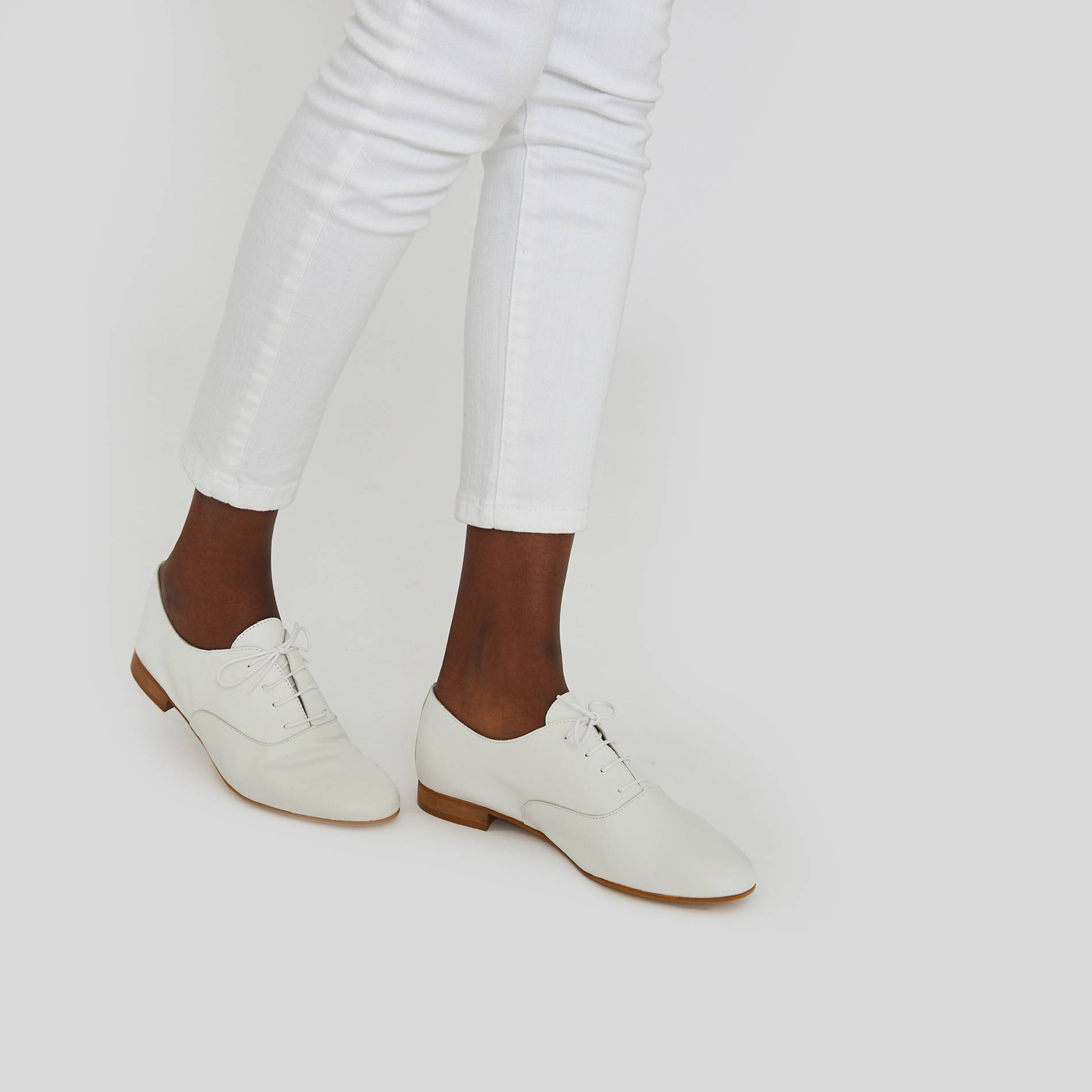 Derbies en cuir lisse, Blanc, large image number 0.0
