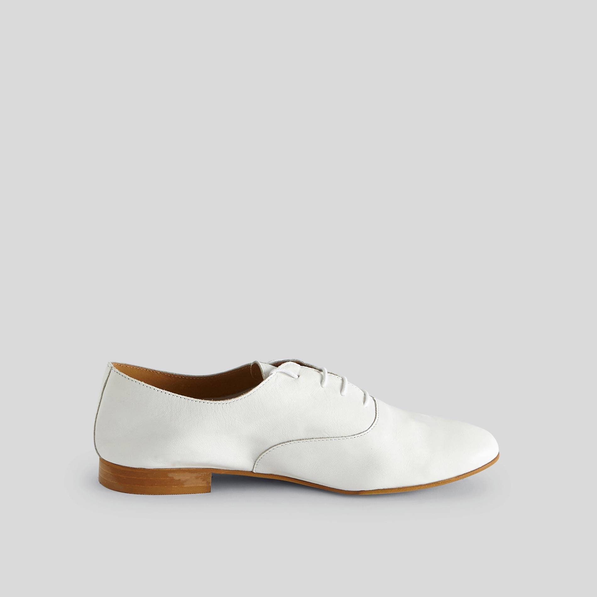 Derbies en cuir lisse, Blanc, large image number 1