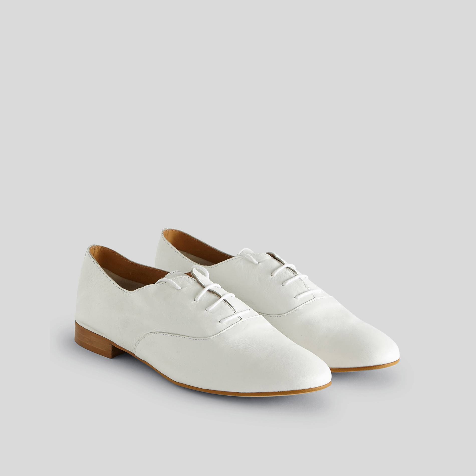 Derbies en cuir lisse, Blanc, large image number 2