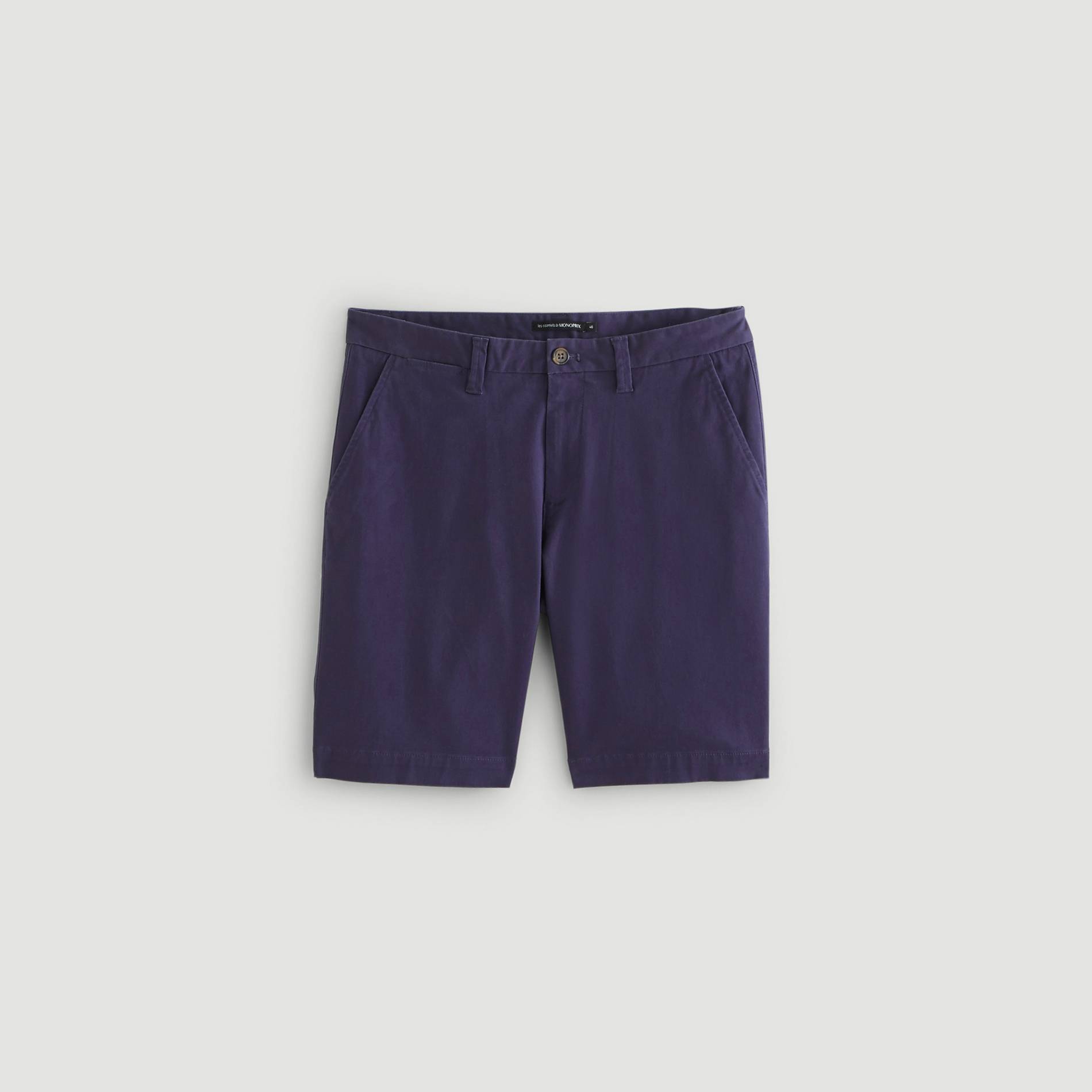 Bermuda coupe straight contenant du coton BIO, Bleu marine, large image number 2