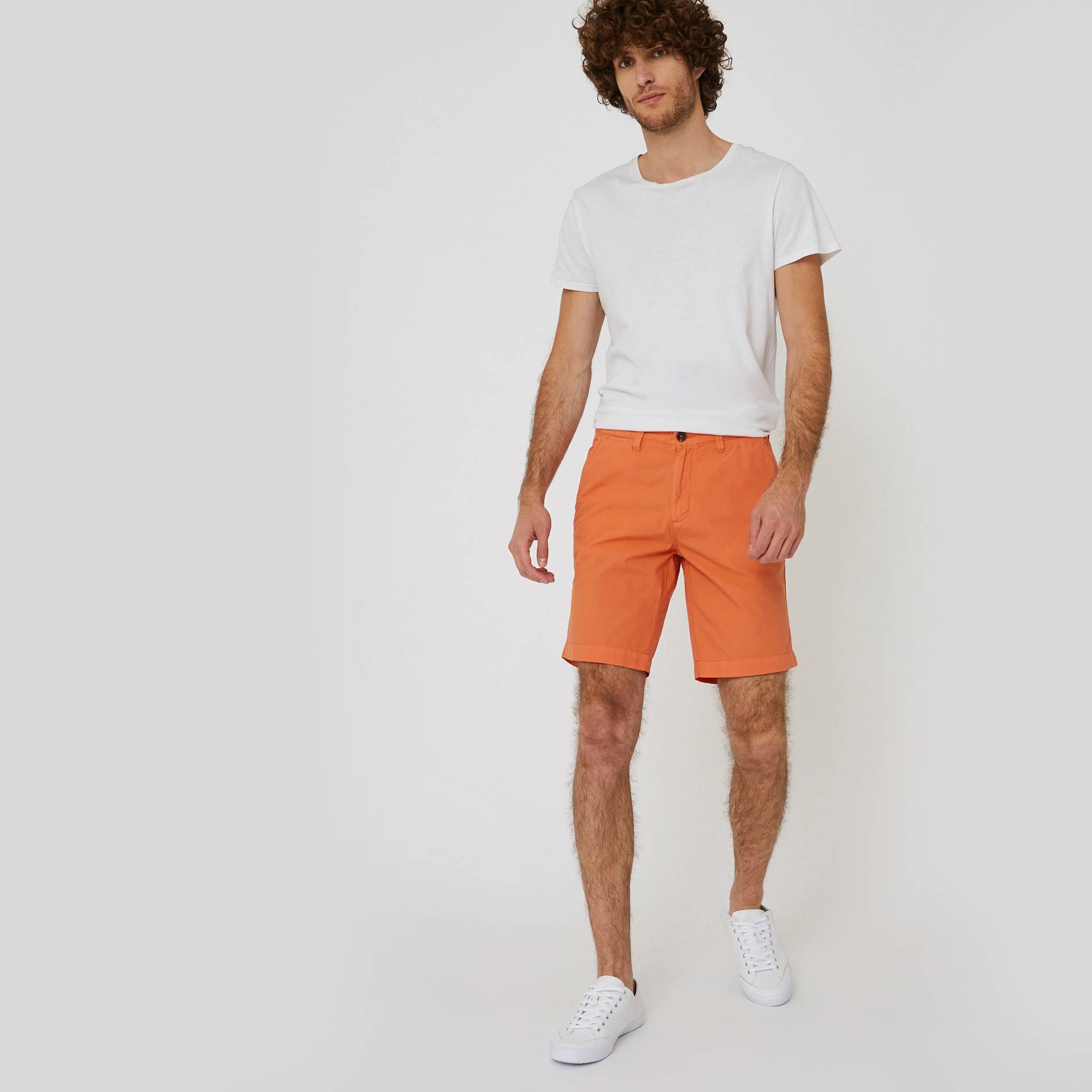Bermuda coupe straight en coton BIO, Orange, large image number 0.0
