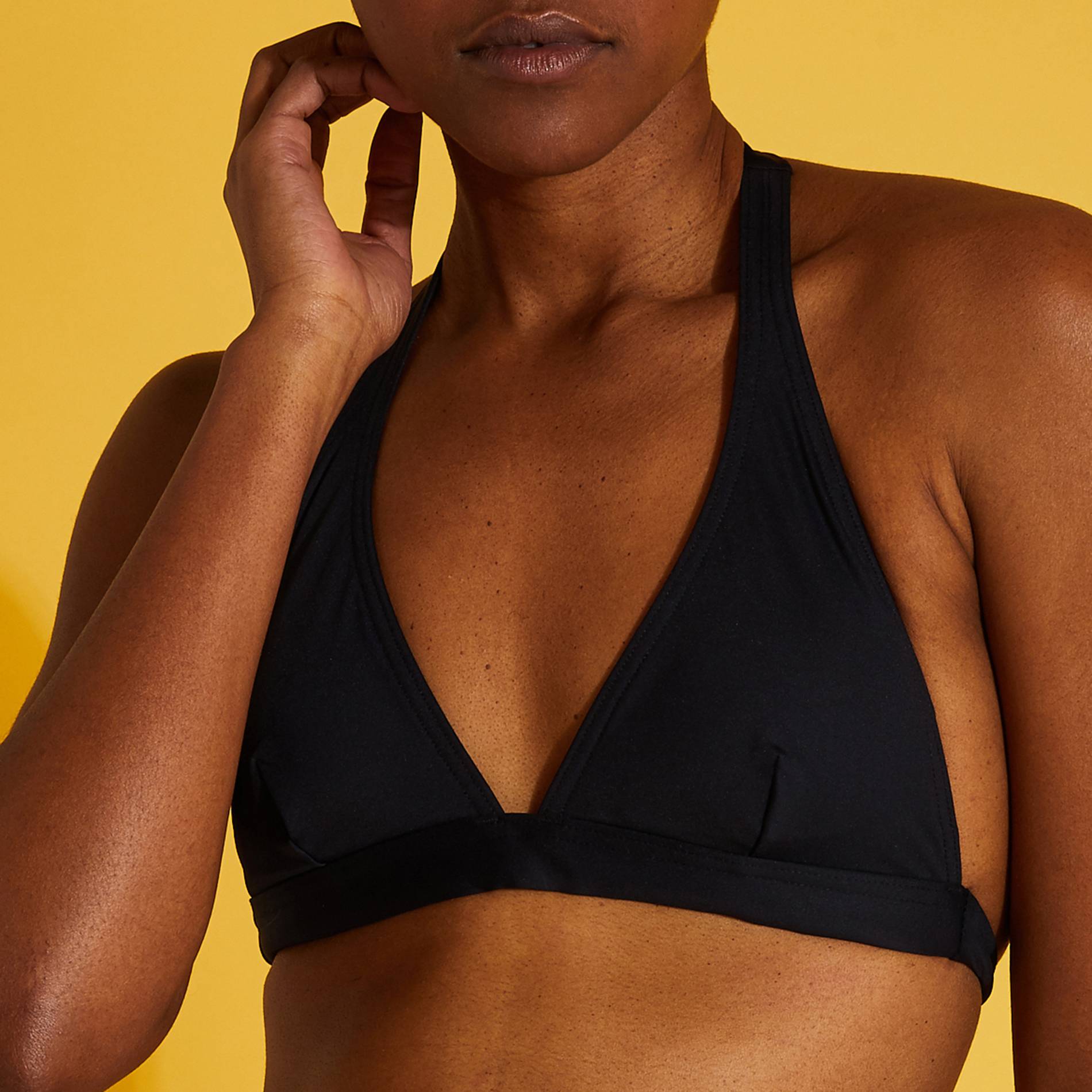 Haut de maillot de bain, forme triangle, Noir, large image number 0