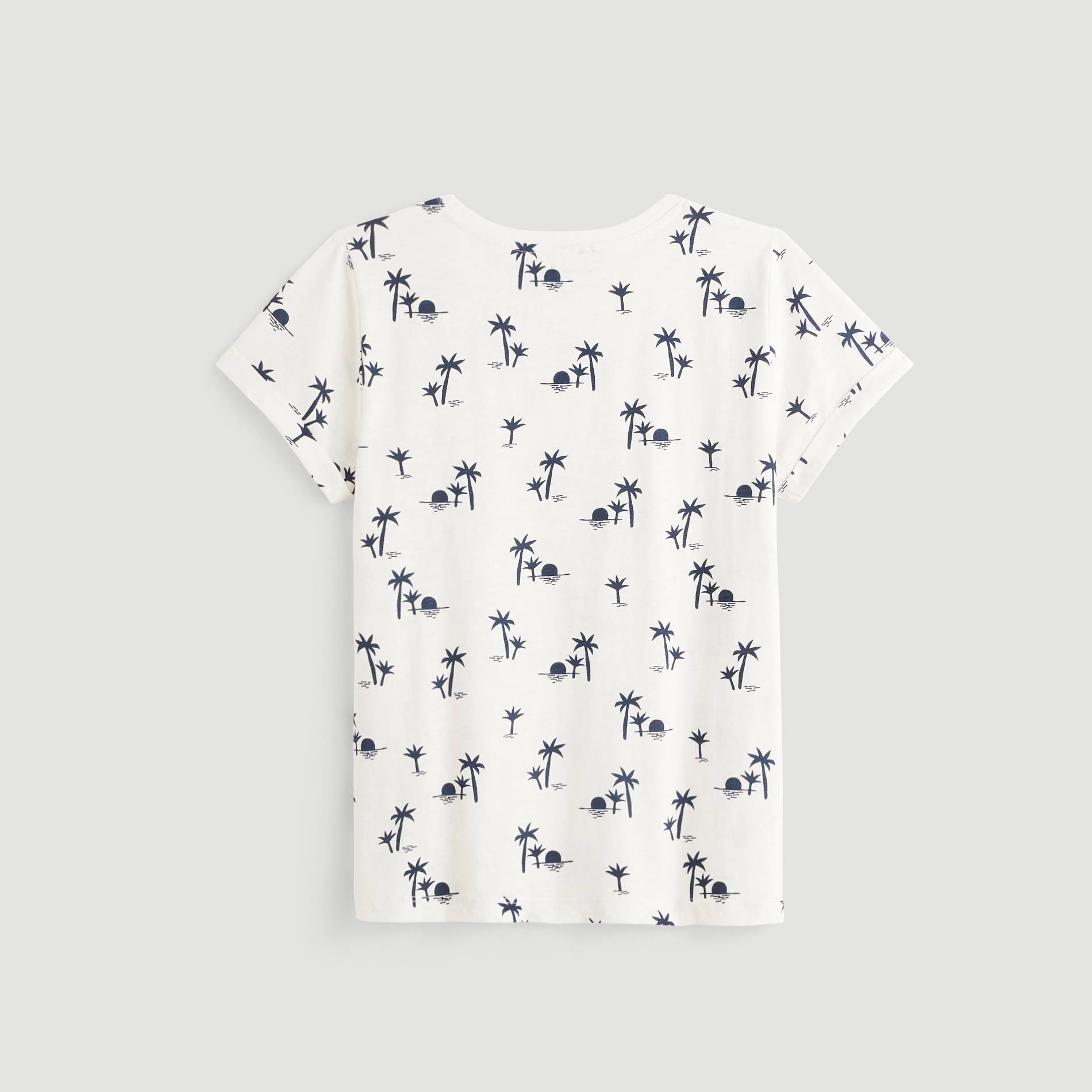 T-shirt manches courtes imprimé en coton BIO, Ecru, large image number 2