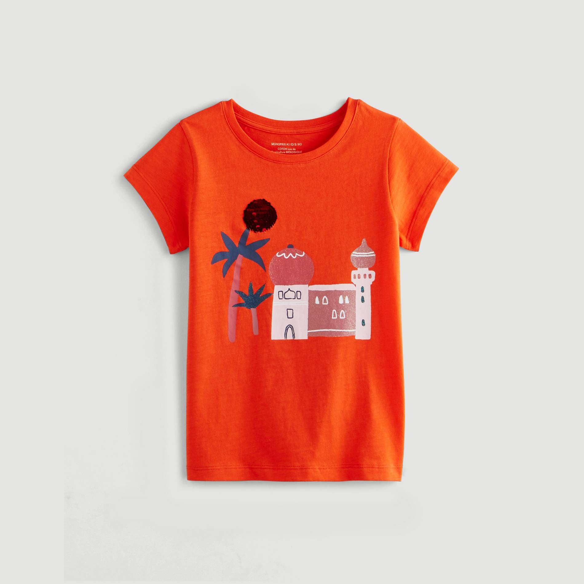 T-shirt manches courtes en coton BIO, Orange, large image number 0