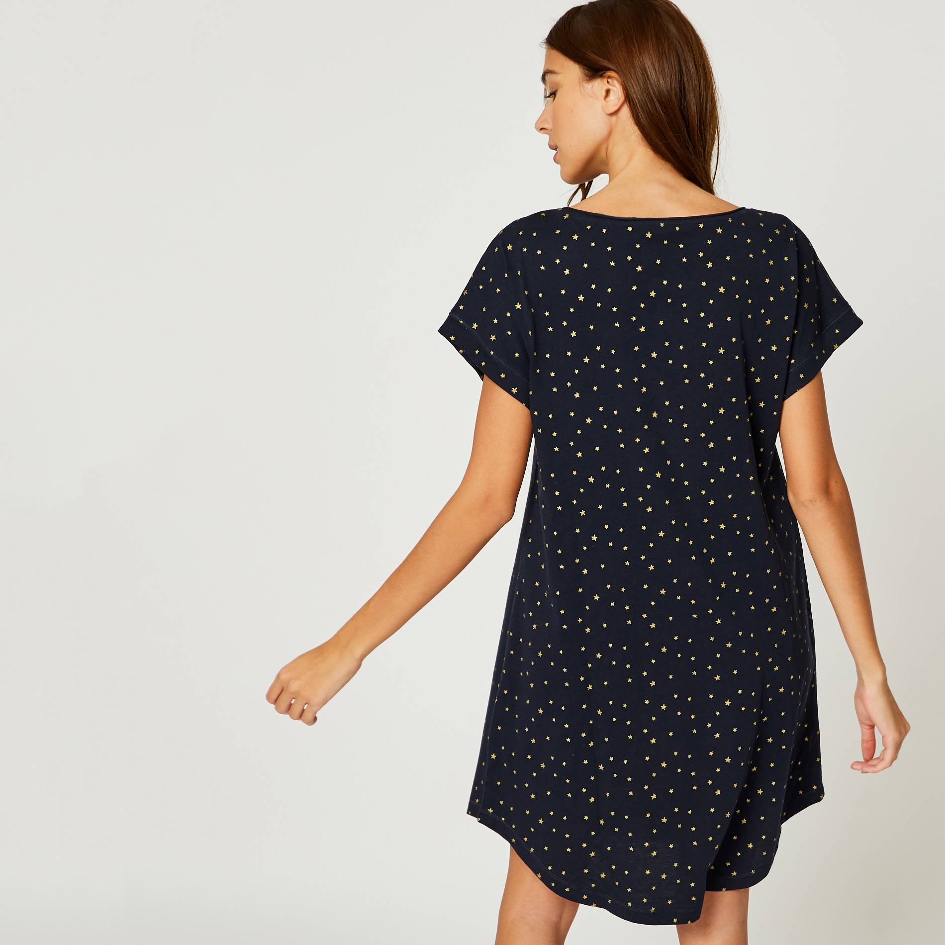 Chemise de nuit imprimee en coton BIO, Bleu marine, large image number 1.0