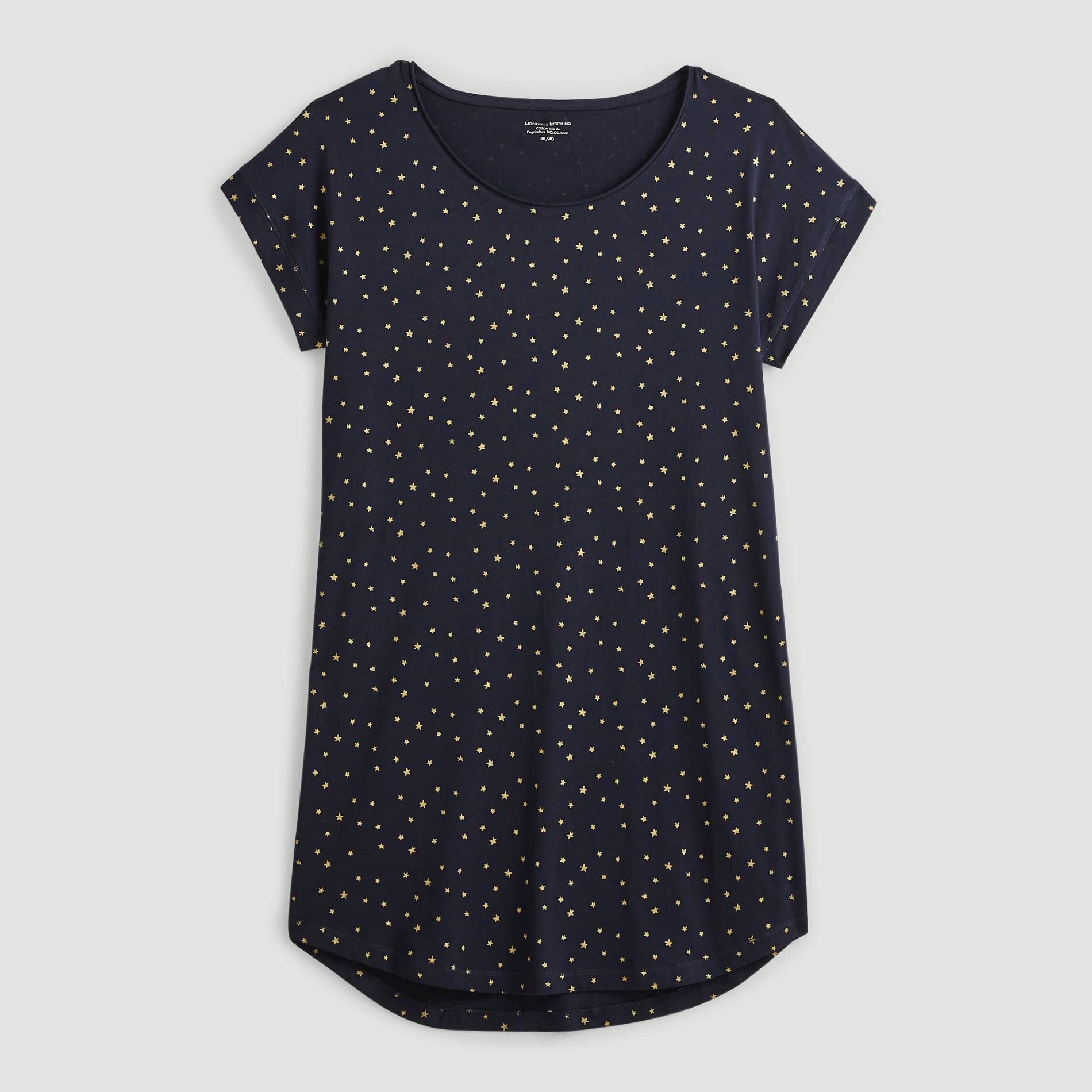 Chemise de nuit imprimee en coton BIO, Bleu marine, large image number 2