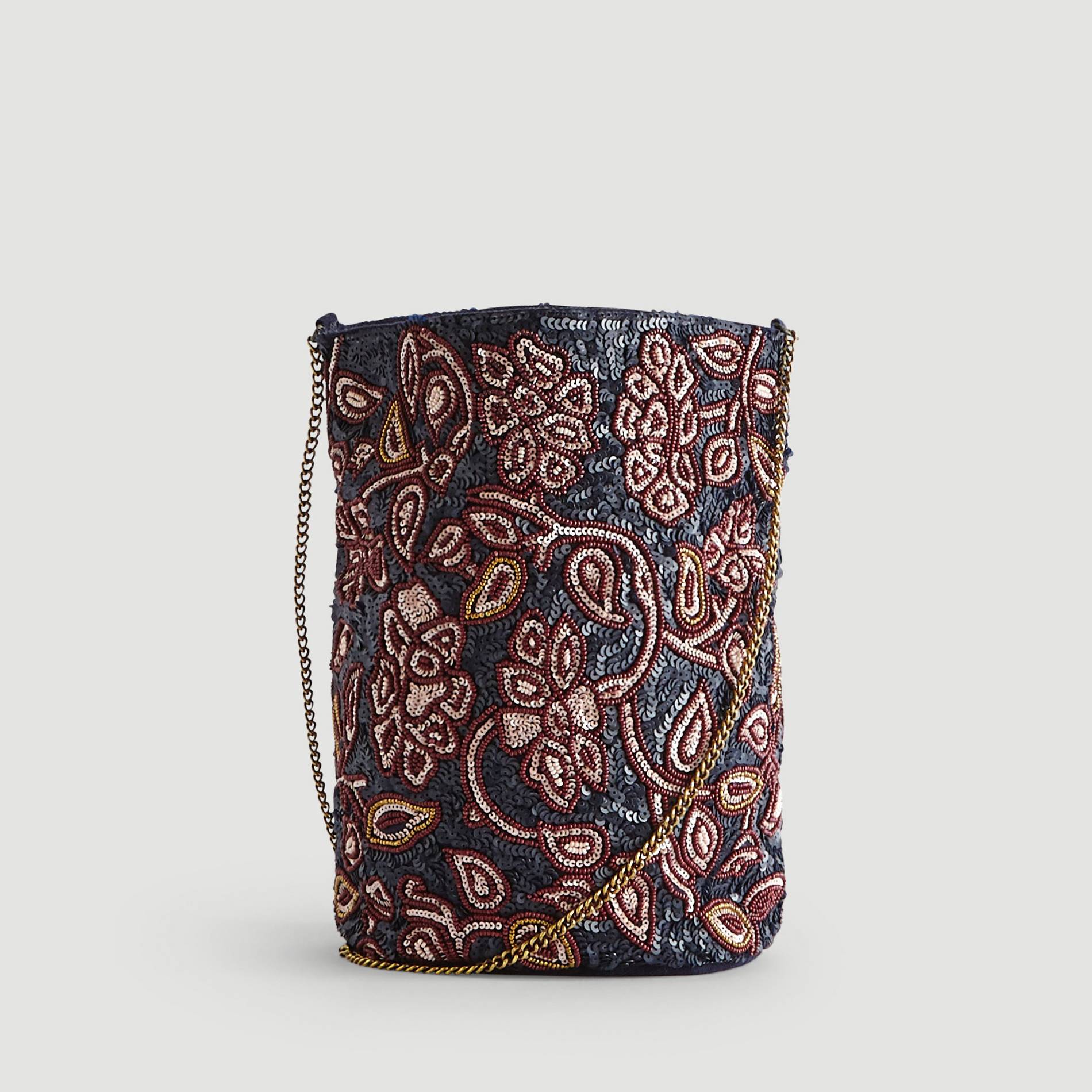 Sac seau avec perles, Bleu marine, large image number 0.0