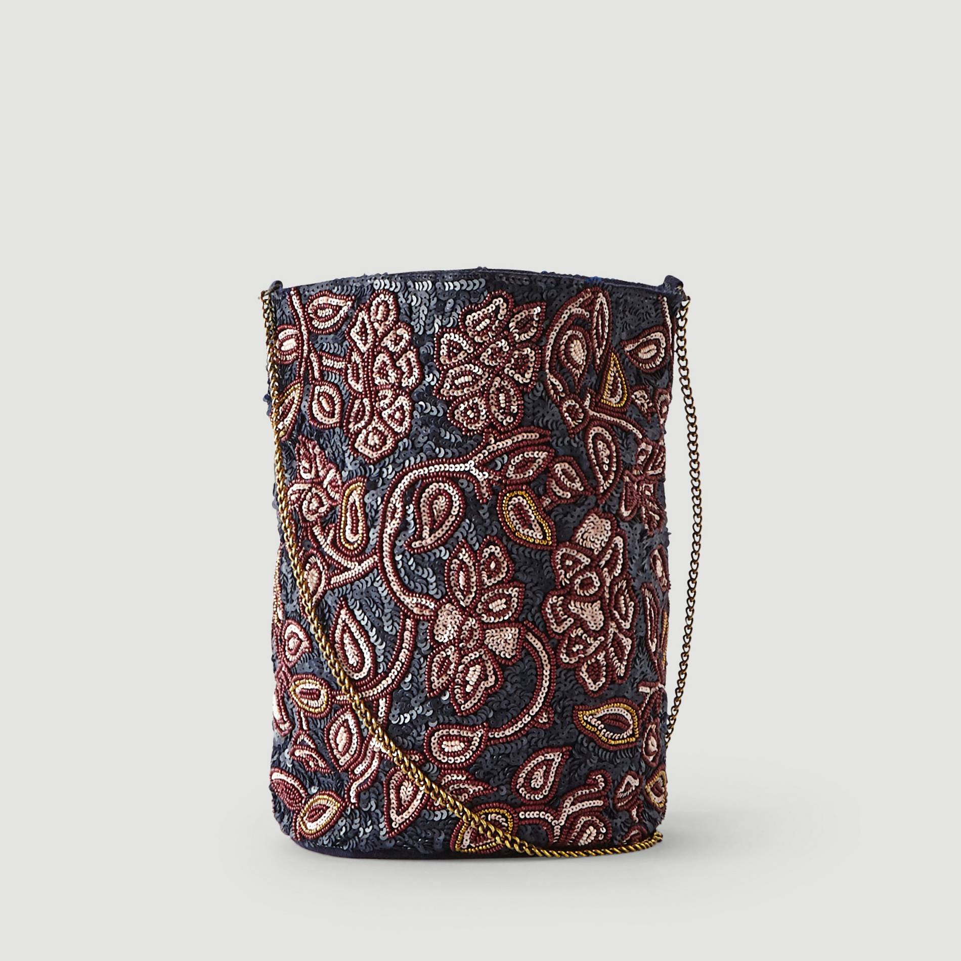 Sac seau avec perles, Bleu marine, large image number 1.0