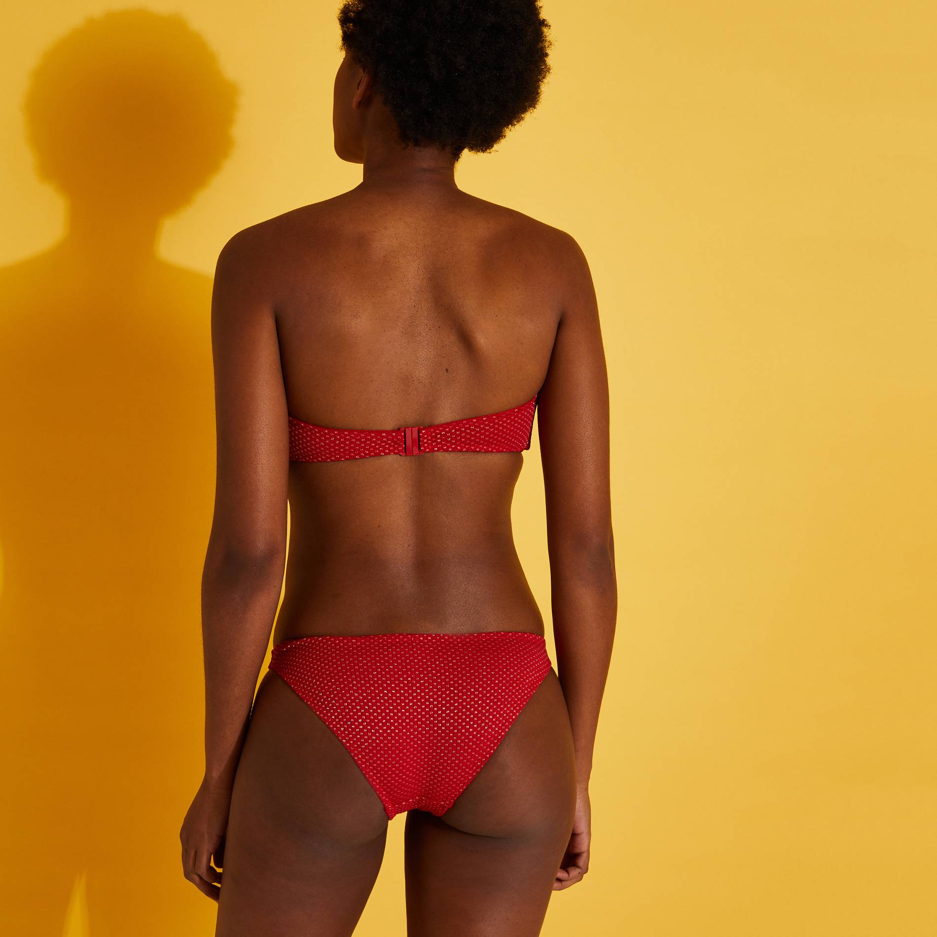 Bas de maillot de bain effet brillant, Carmin, large image number 1
