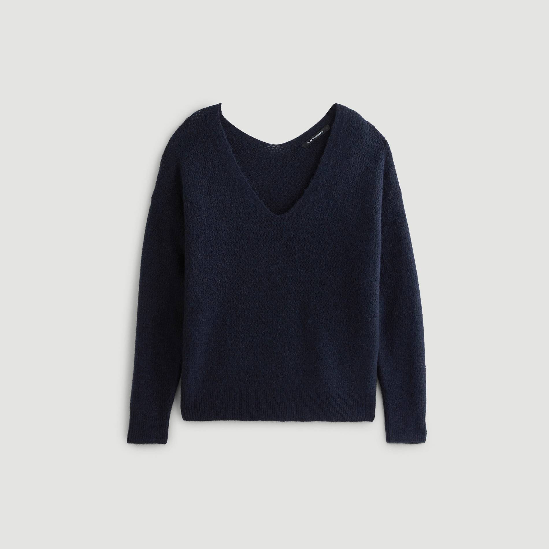 Pull col V, Bleu marine, large image number 2.0