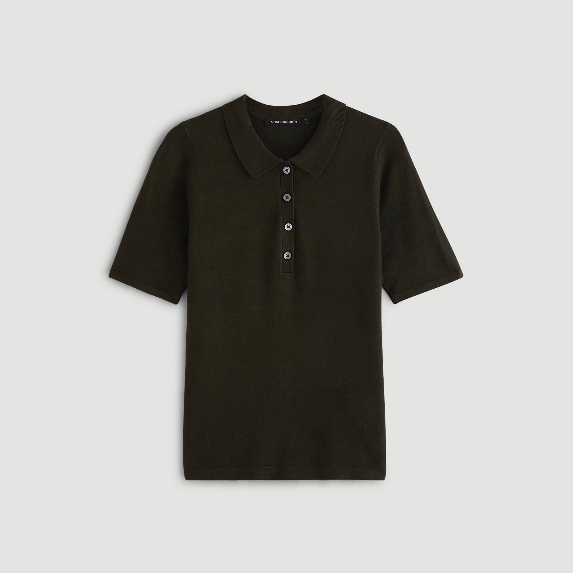 Pull col polo, Kaki, large image number 2