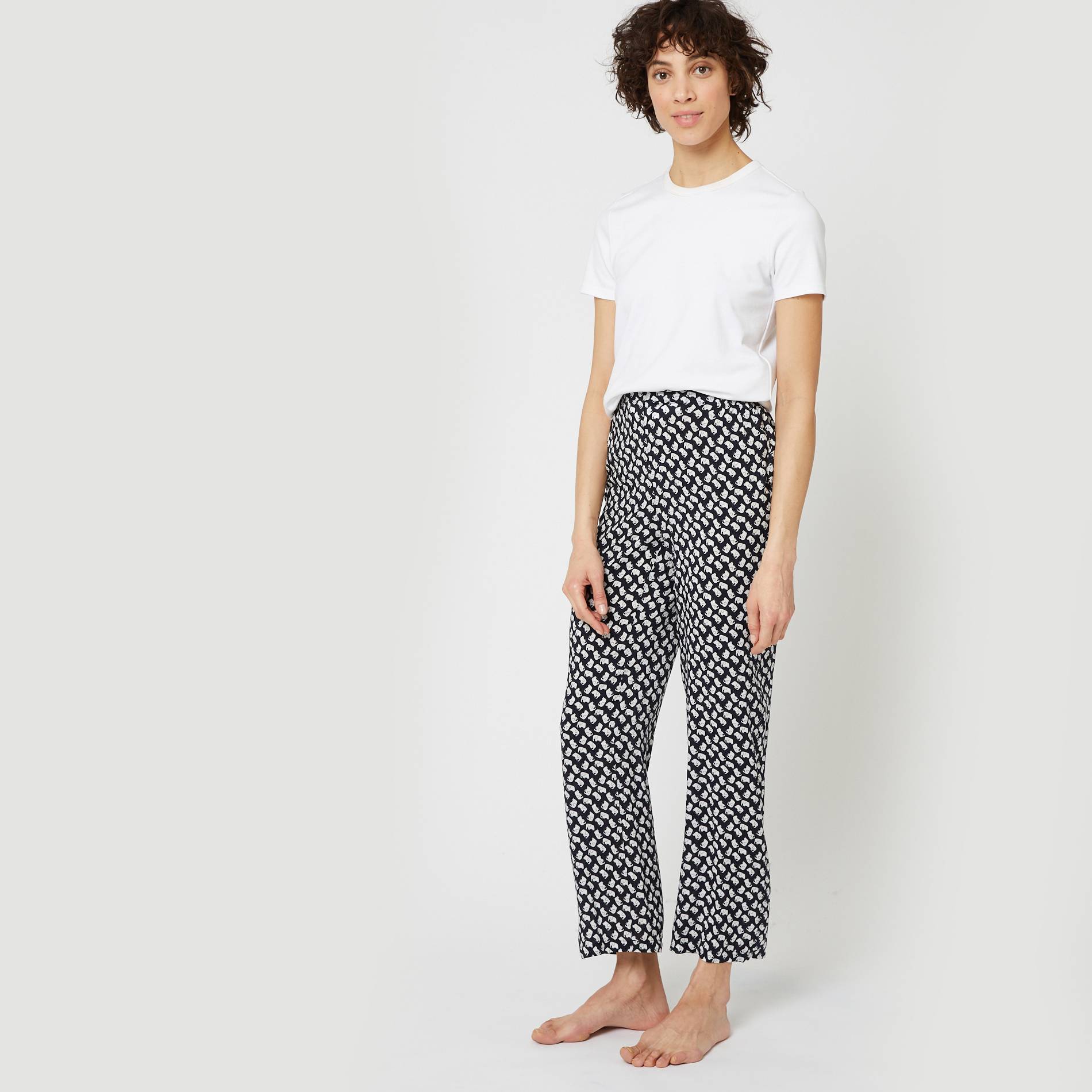 Pantalon imprimé, Bleu marine, large image number 0