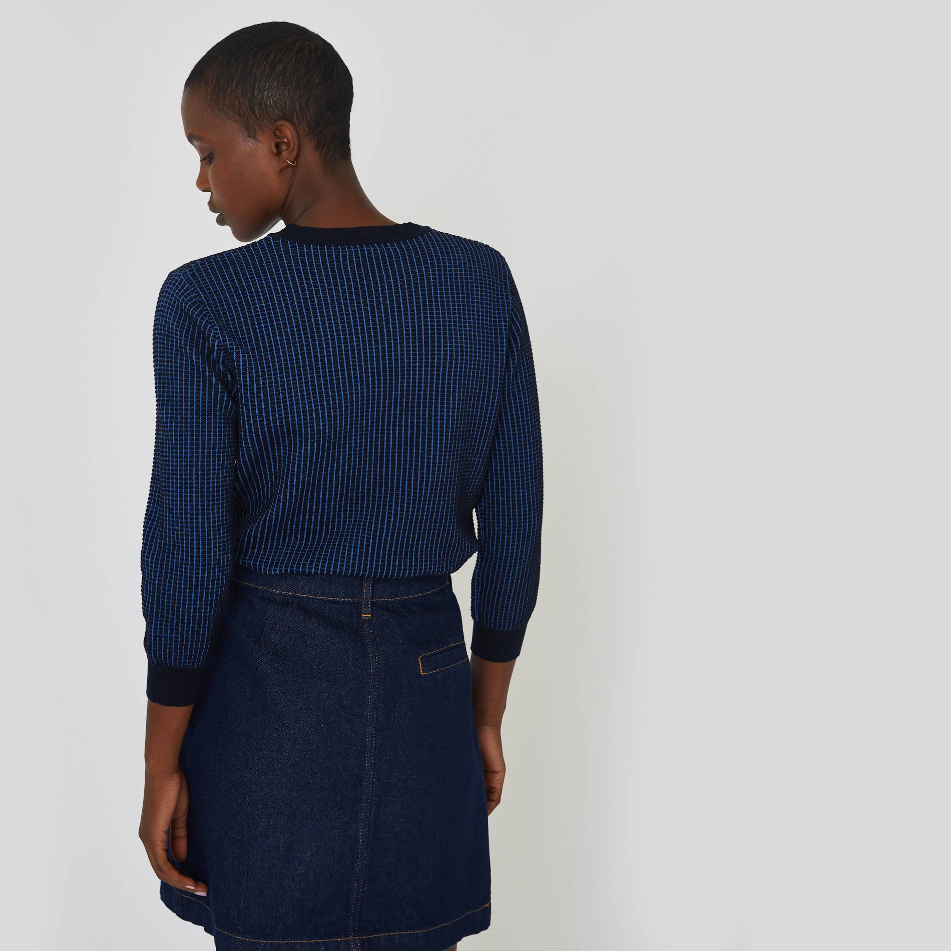 Pull en coton bicolore, Bleu marine, large image number 1