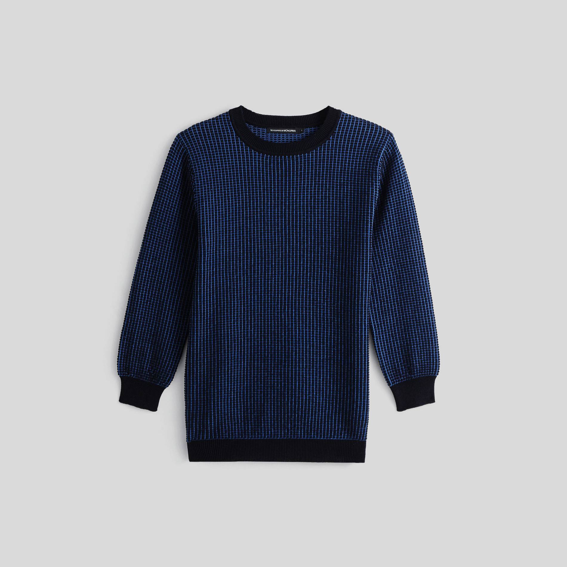 Pull en coton bicolore, Bleu marine, large image number 2